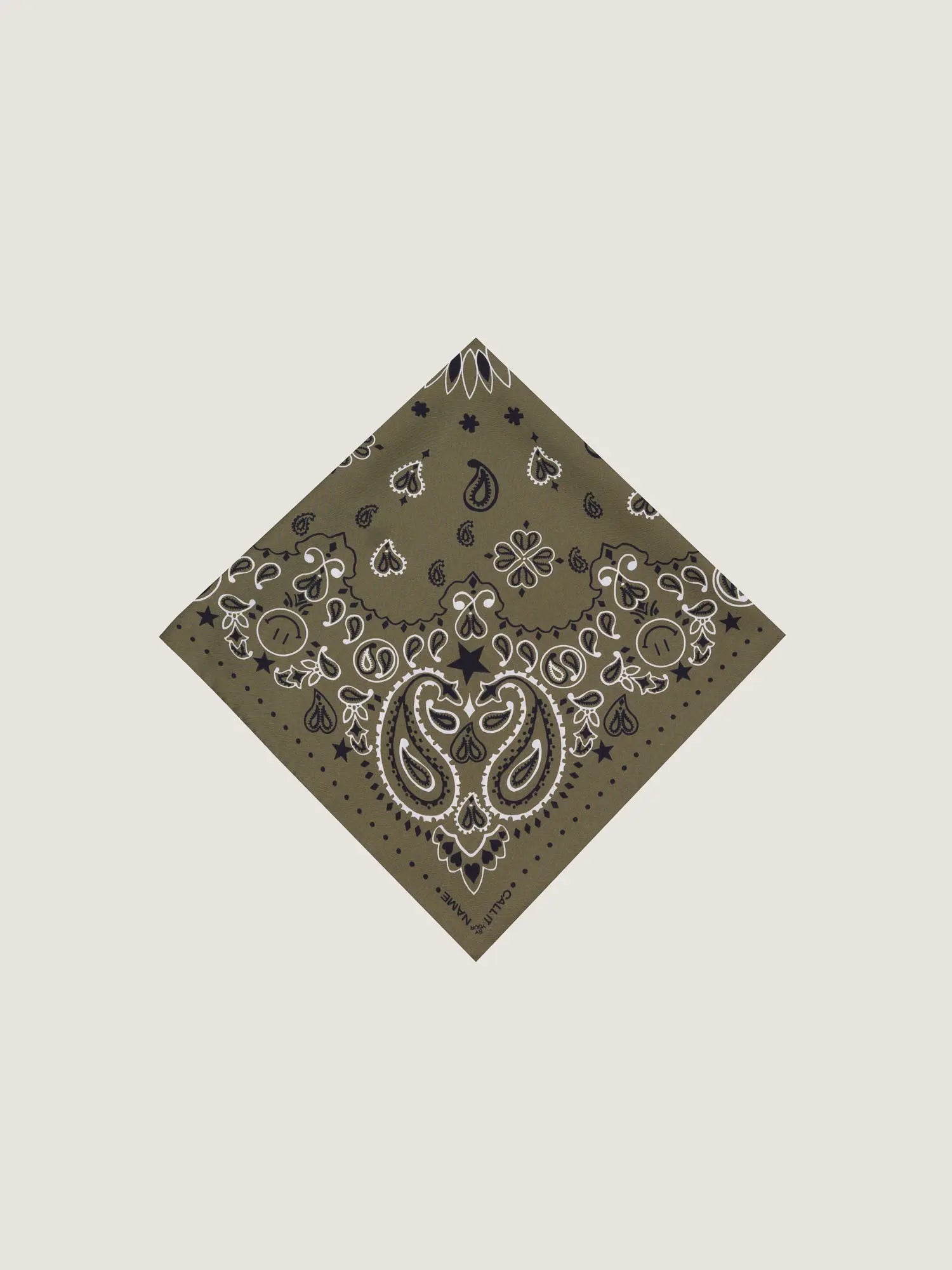 Bandana en soie - STAR - KAKI - Petit Modèle