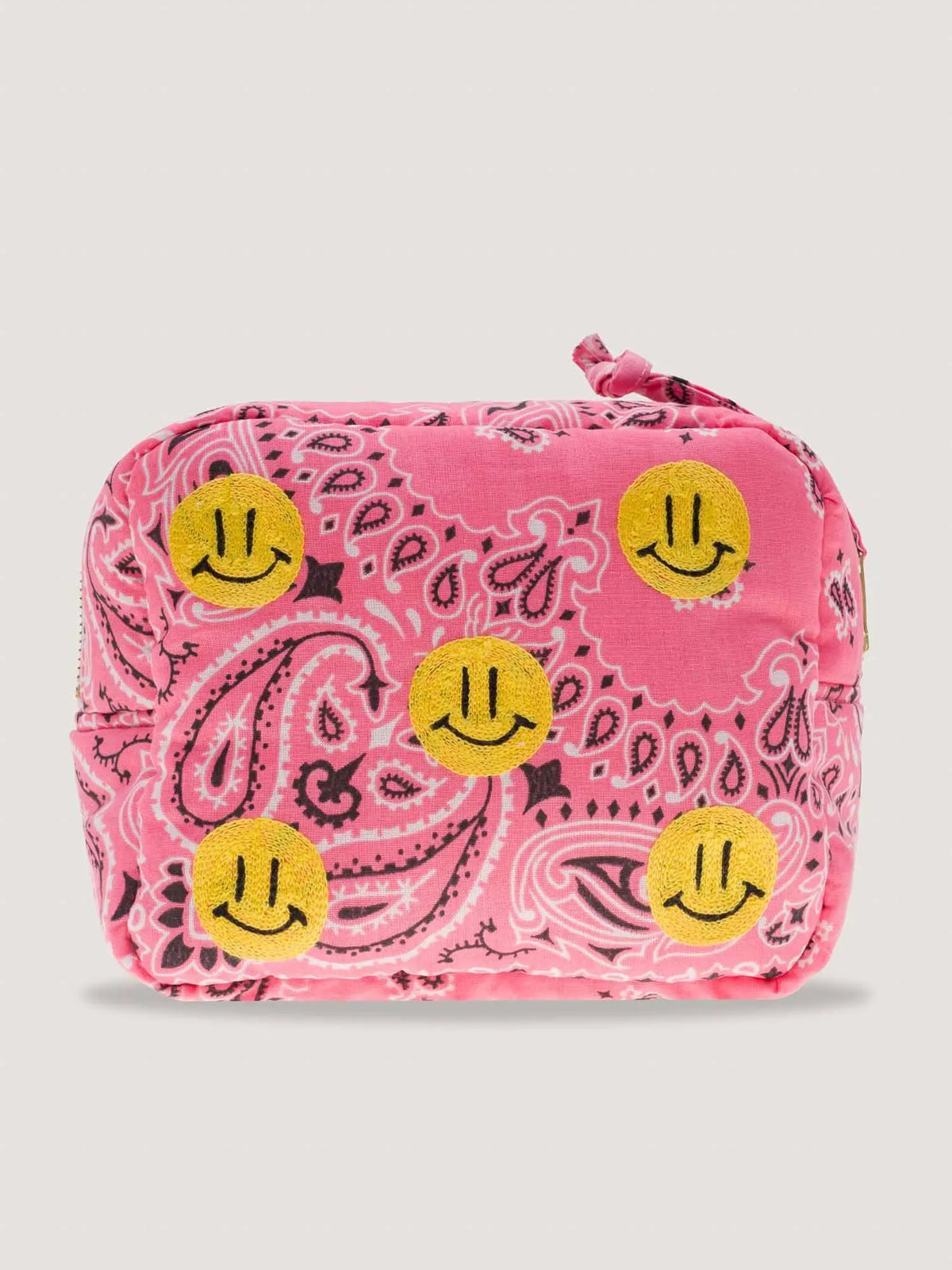Mini rectangular toiletry bag - MULTI-EMOJIS HAPPY FACE - Strawberry Pink / Pale Pink