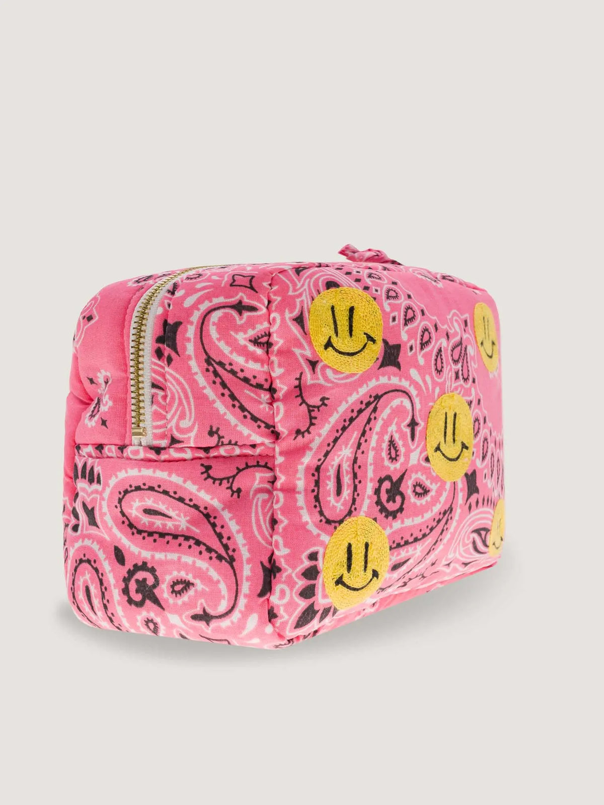 Mini rectangular toiletry bag - MULTI-EMOJIS HAPPY FACE - Strawberry Pink / Pale Pink