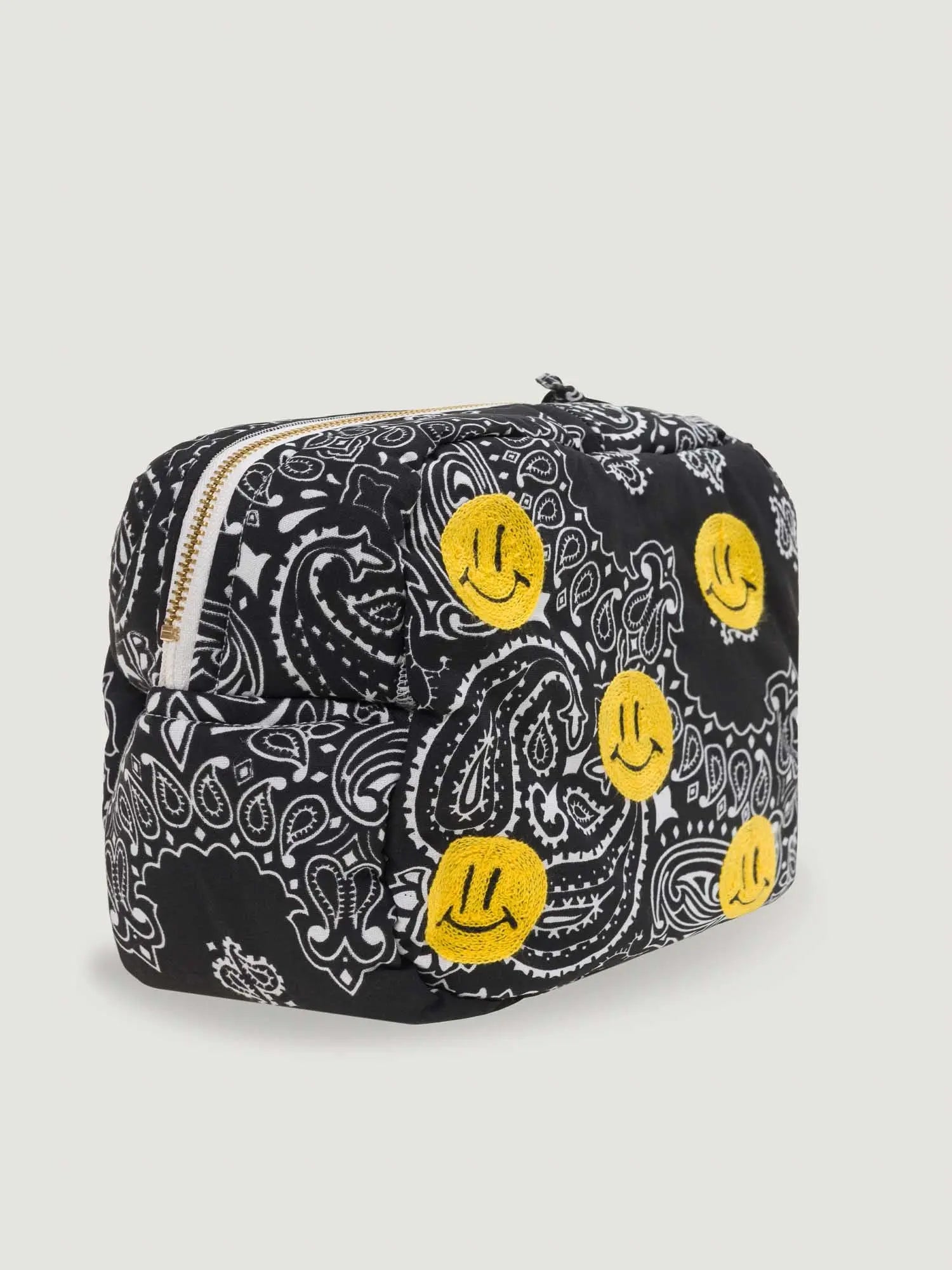 Mini rectangular toiletry bag - MULTI-EMOJIS HAPPY FACE - All Black