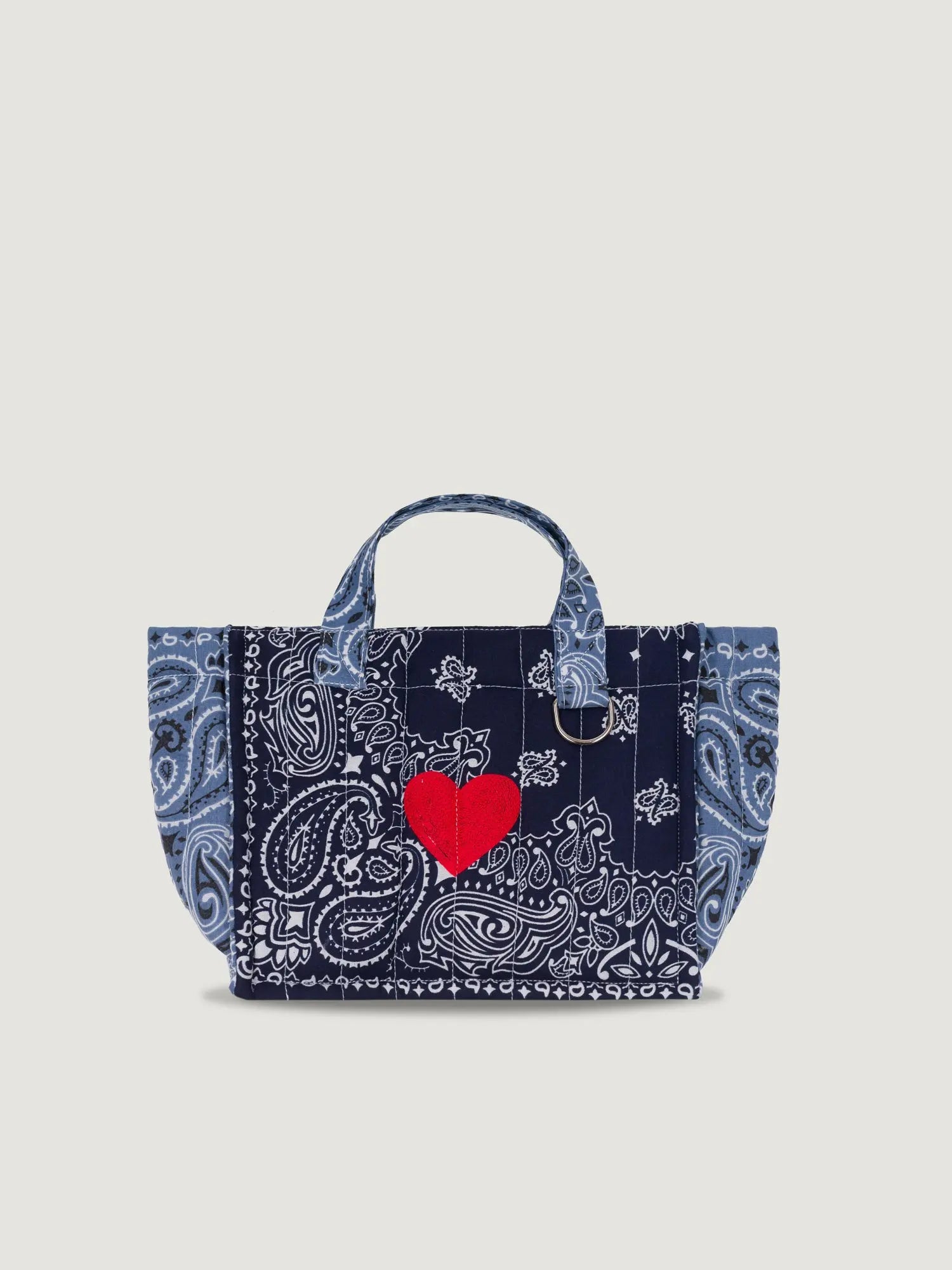 Mini Quilted cabas tote - HEART - Navy / Chambray
