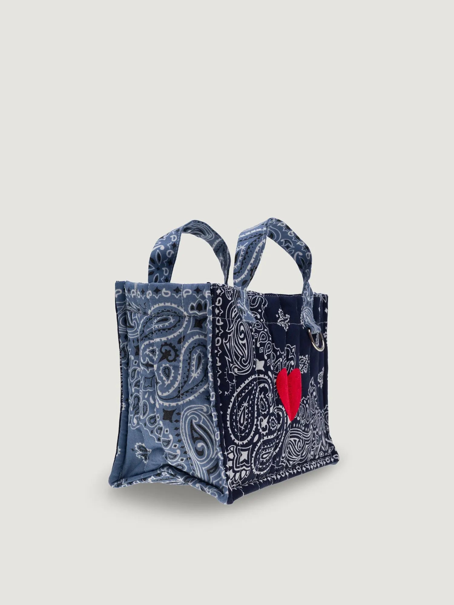 Mini Quilted cabas tote - HEART - Navy / Chambray