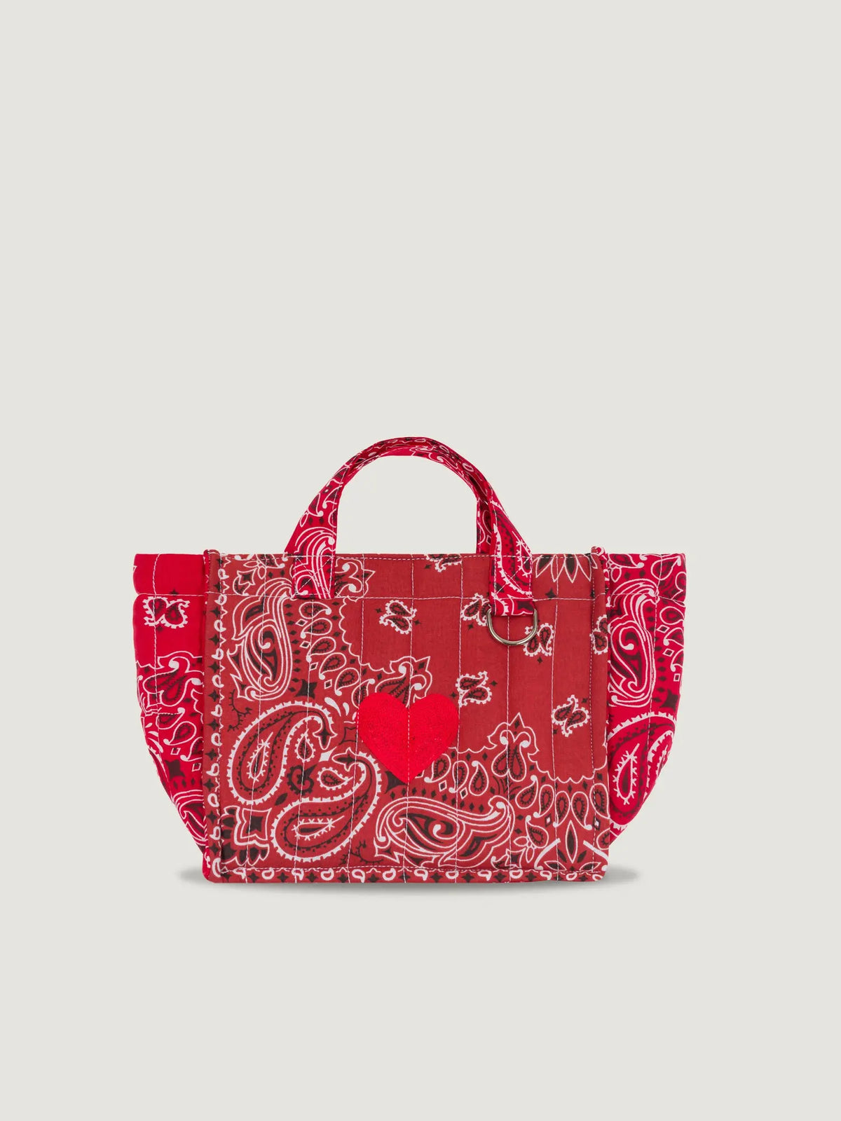 Mini Quilted cabas tote - HEART - Vintage Red / Real Red