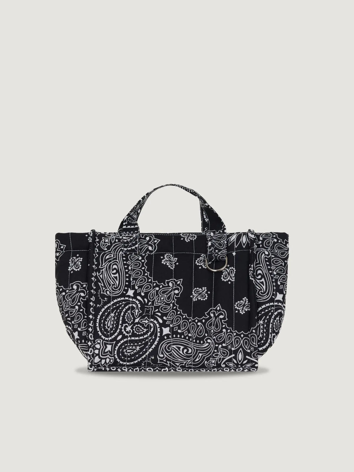Mini Quilted cabas tote - HAPPY FACE - All Black