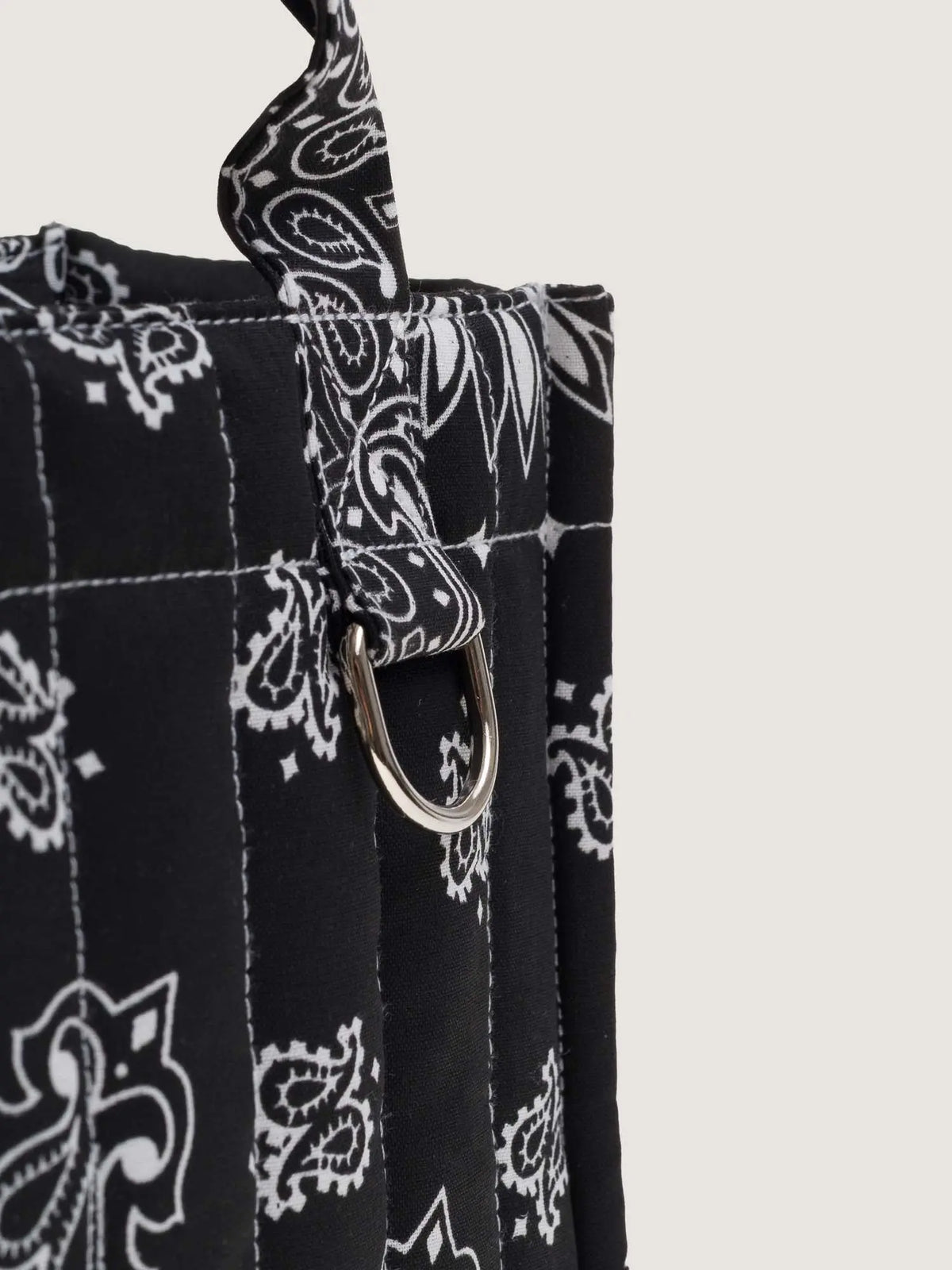 Mini Quilted cabas tote - HAPPY FACE - All Black