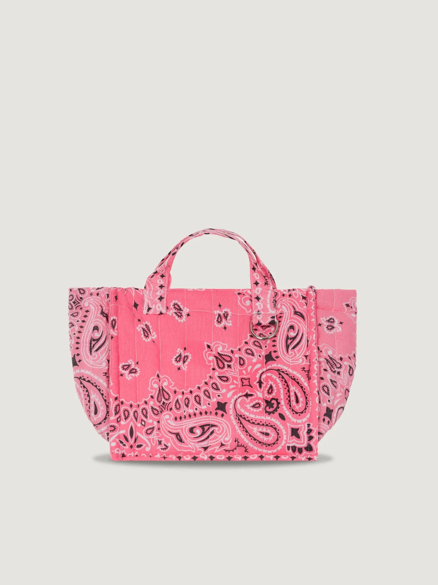 Mini Quilted cabas tote - Happy Face - Strawberry Pink /Pale Pink