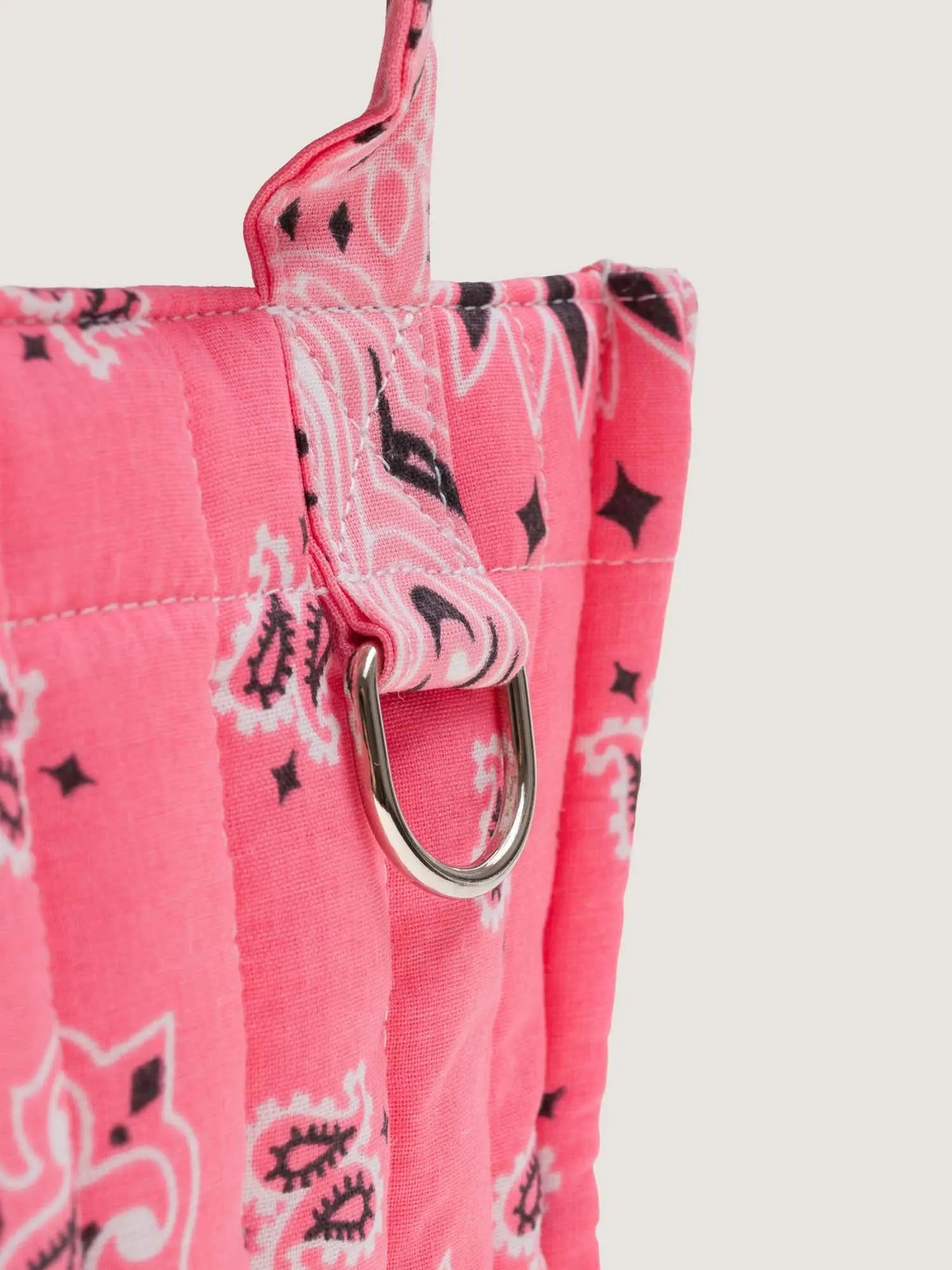 Mini Quilted cabas tote - Happy Face - Strawberry Pink /Pale Pink