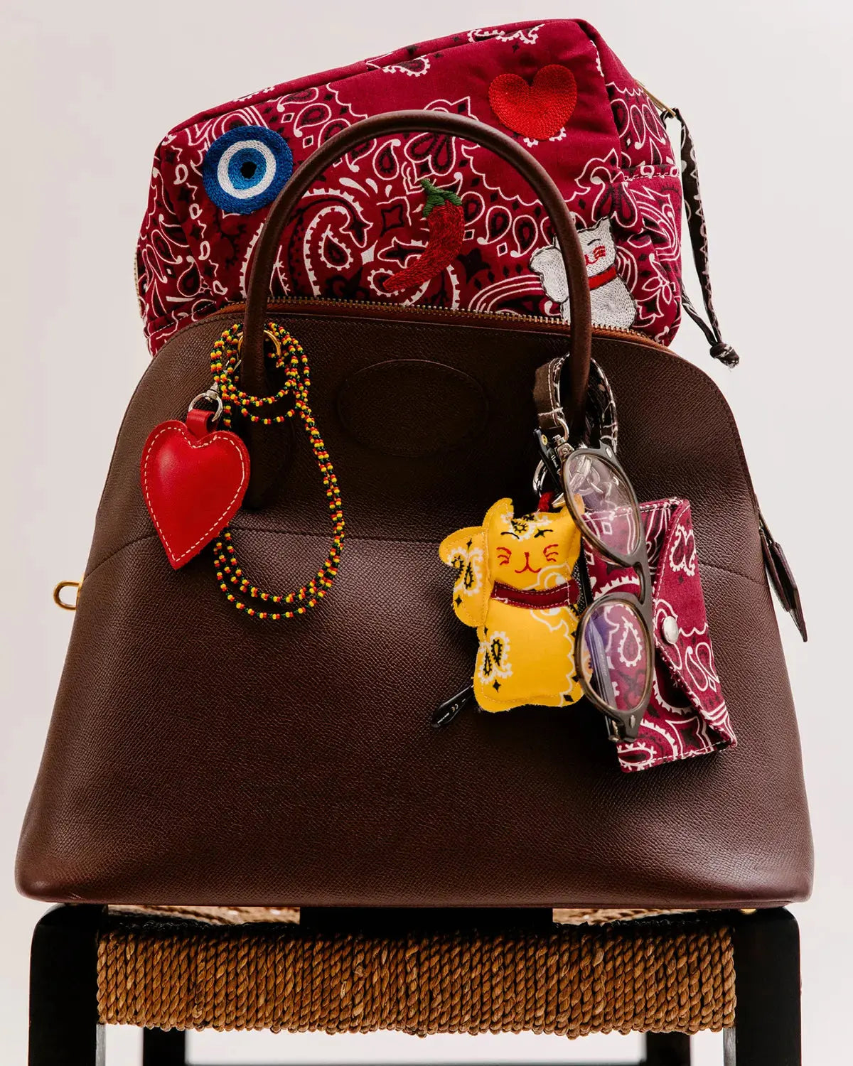 Trousse de toilette rectangle - MULTI-EMOJIS EYE - Bordeaux / Marron