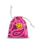 Hand-embroidered Lavender Sachet - HAPPY FACE - Flashing Pink / Burgundy