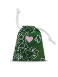 Hand-embroidered Lavender Sachet - HEART - Week-end Green / Beige