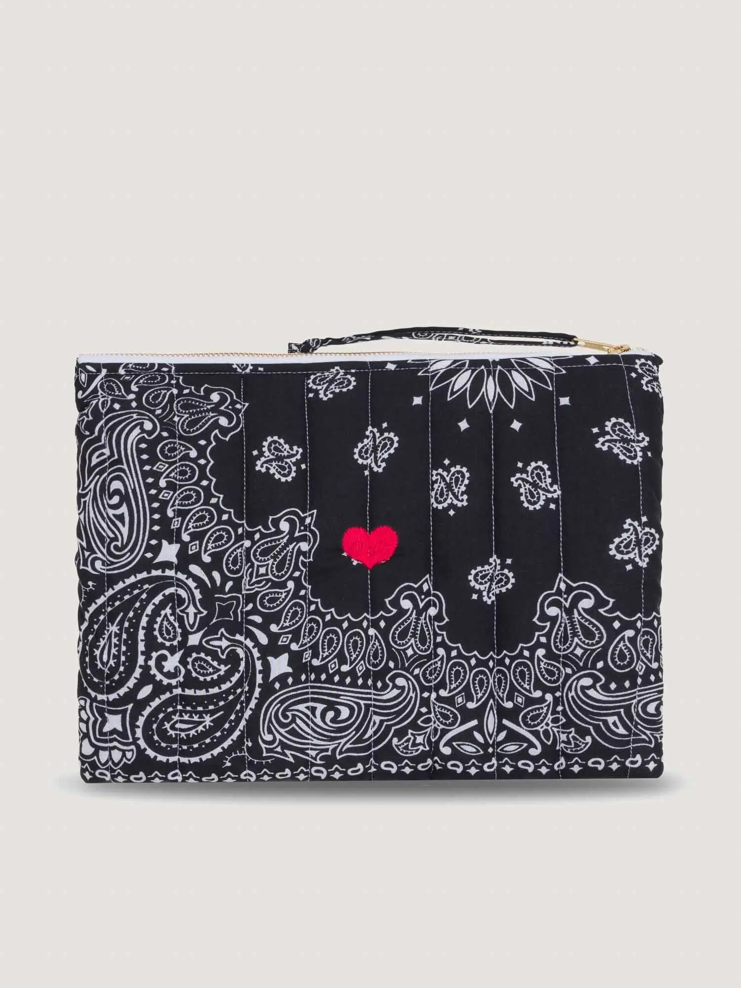 Pochette Zippée Matelassée - COEUR - All Black