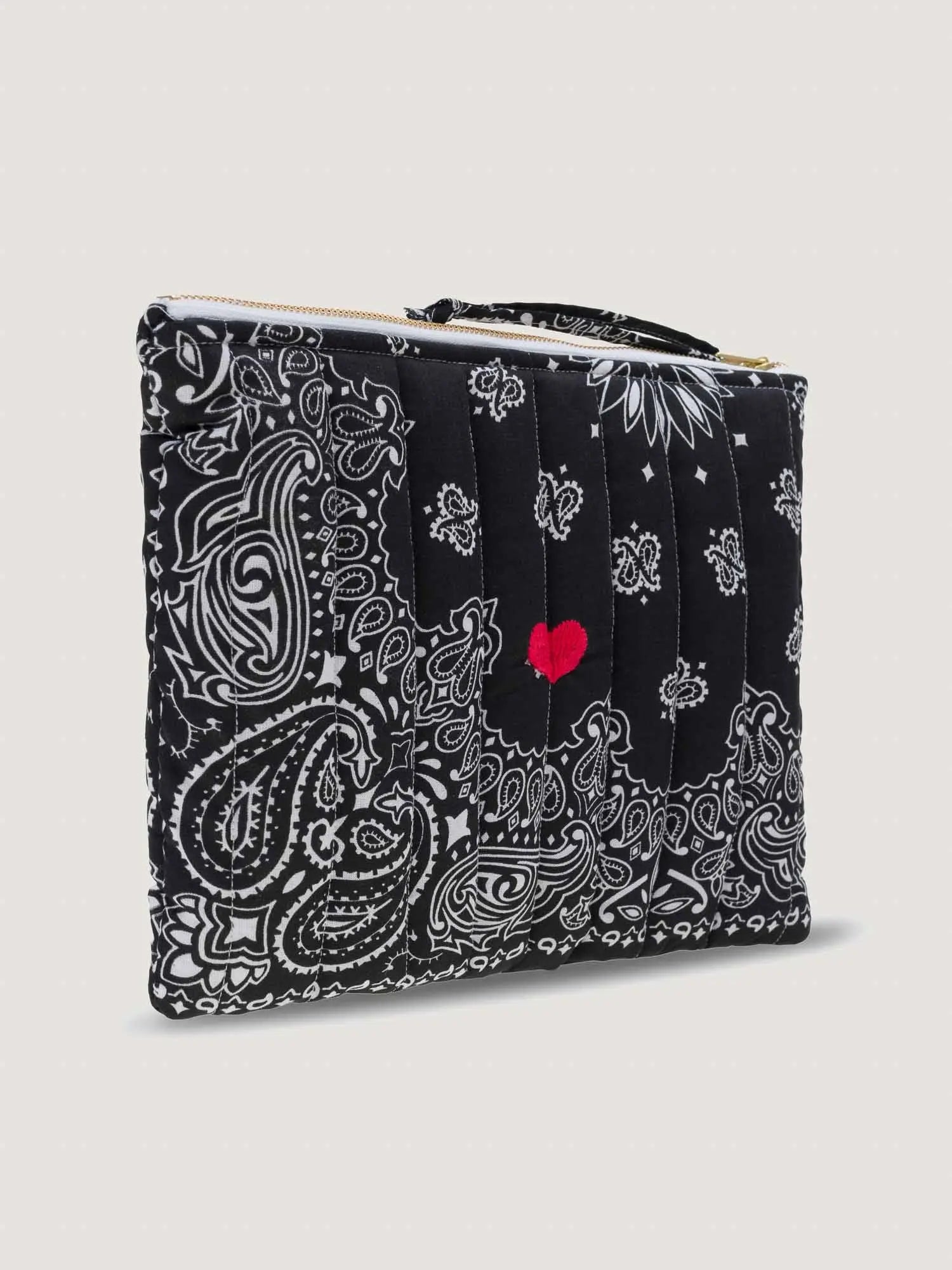 Pochette Zippée Matelassée - COEUR - All Black