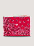 Zipped Quilted Pouch - HEART - Real Red / Burnt Orange