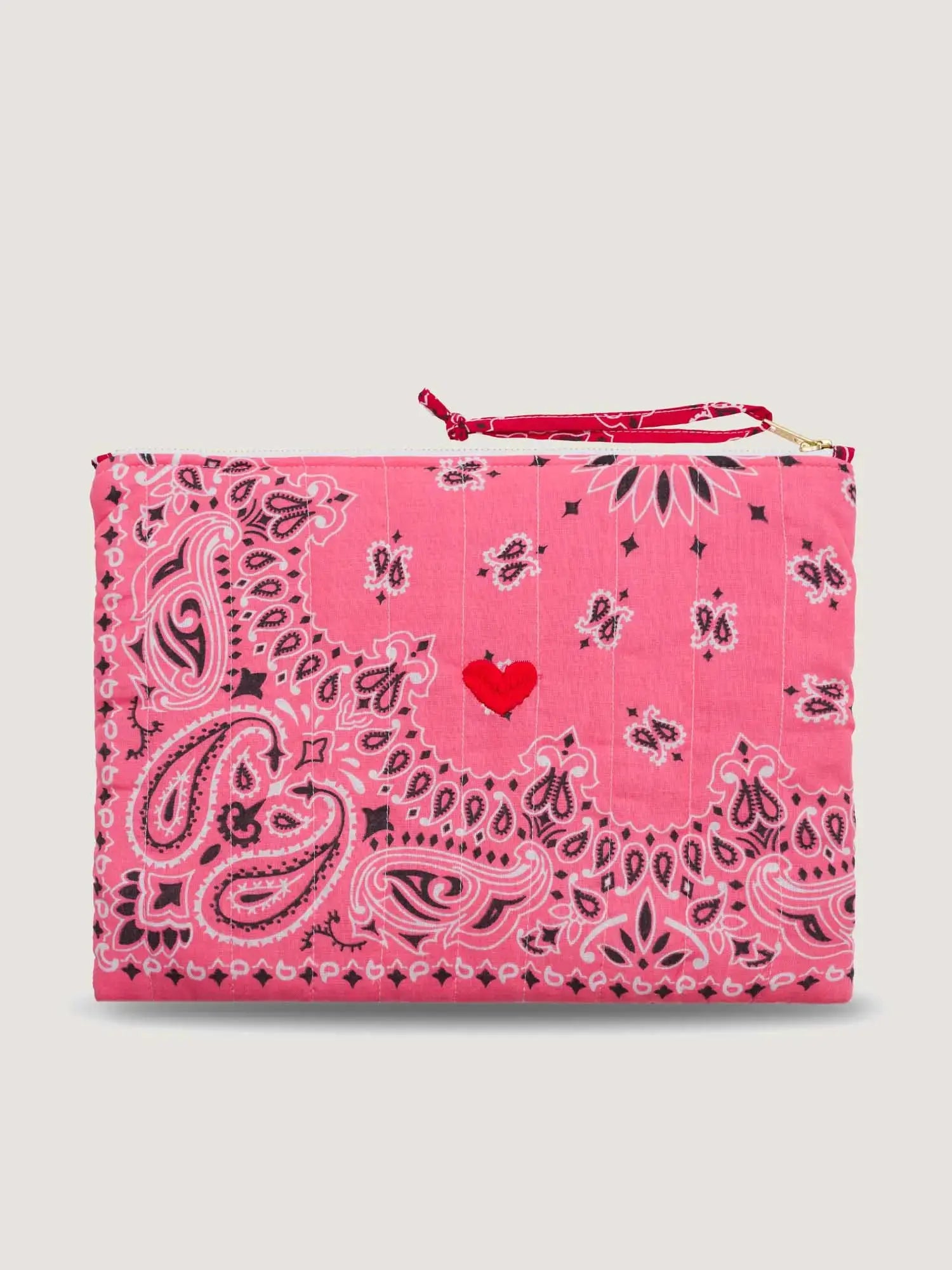 Pochette Zippée Matelassée - COEUR - Strawberry Pink / Real Red