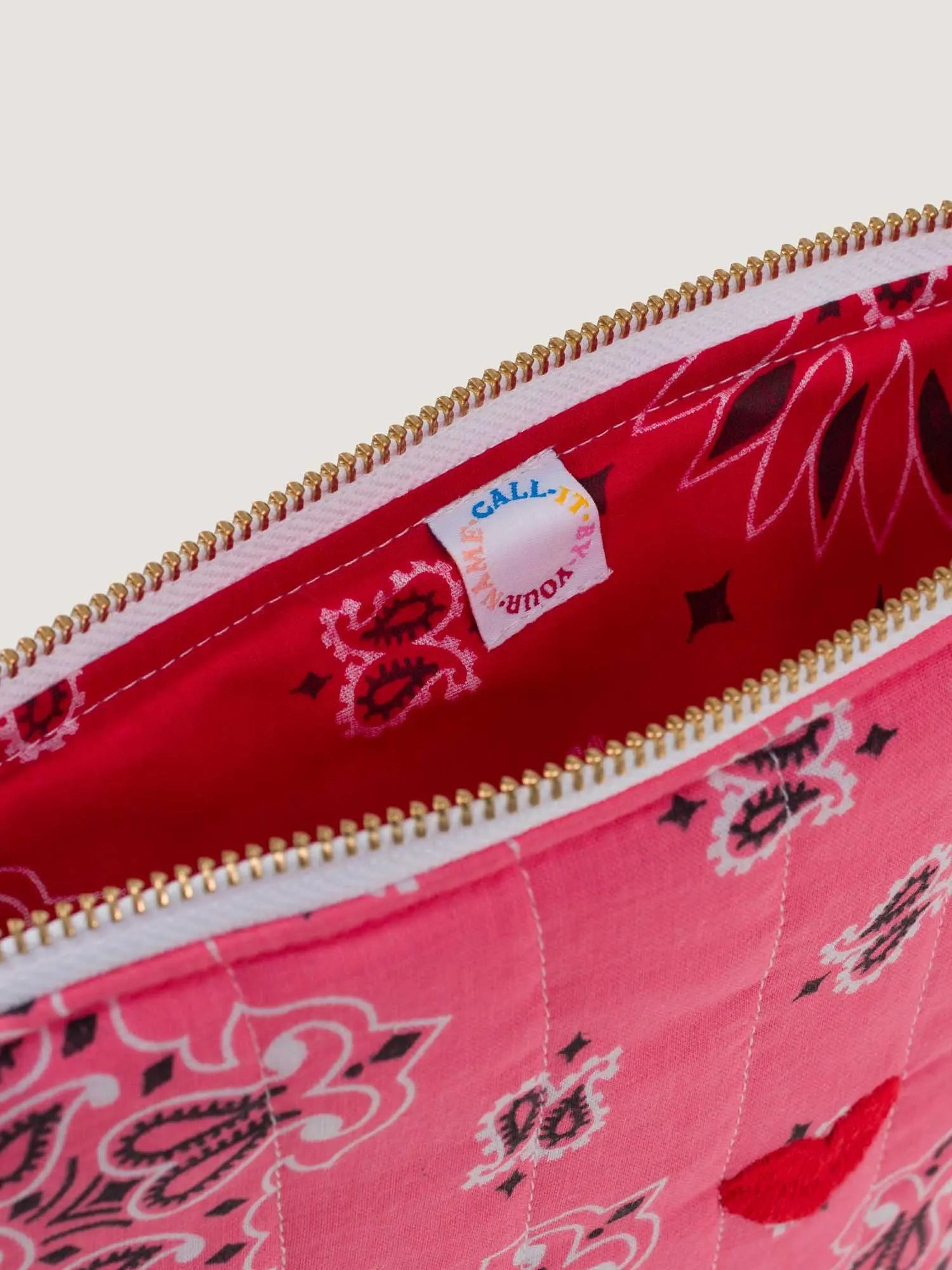 Pochette Zippée Matelassée - COEUR - Strawberry Pink / Real Red
