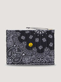 Zipped Quilted Pouch - HAPPY FACE - All Black