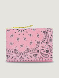 Zipped Quilted Pouch - PALM TREE - Mint / Lilac