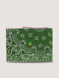 Zipped Quilted Pouch - PALM TREE - Weekend Green / Fuchsia