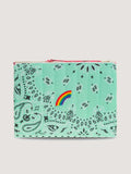 Zipped Quilted Pouch - RAINBOW - Mint / Strawberry Pink