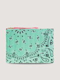 Zipped Quilted Pouch - RAINBOW - Mint / Strawberry Pink