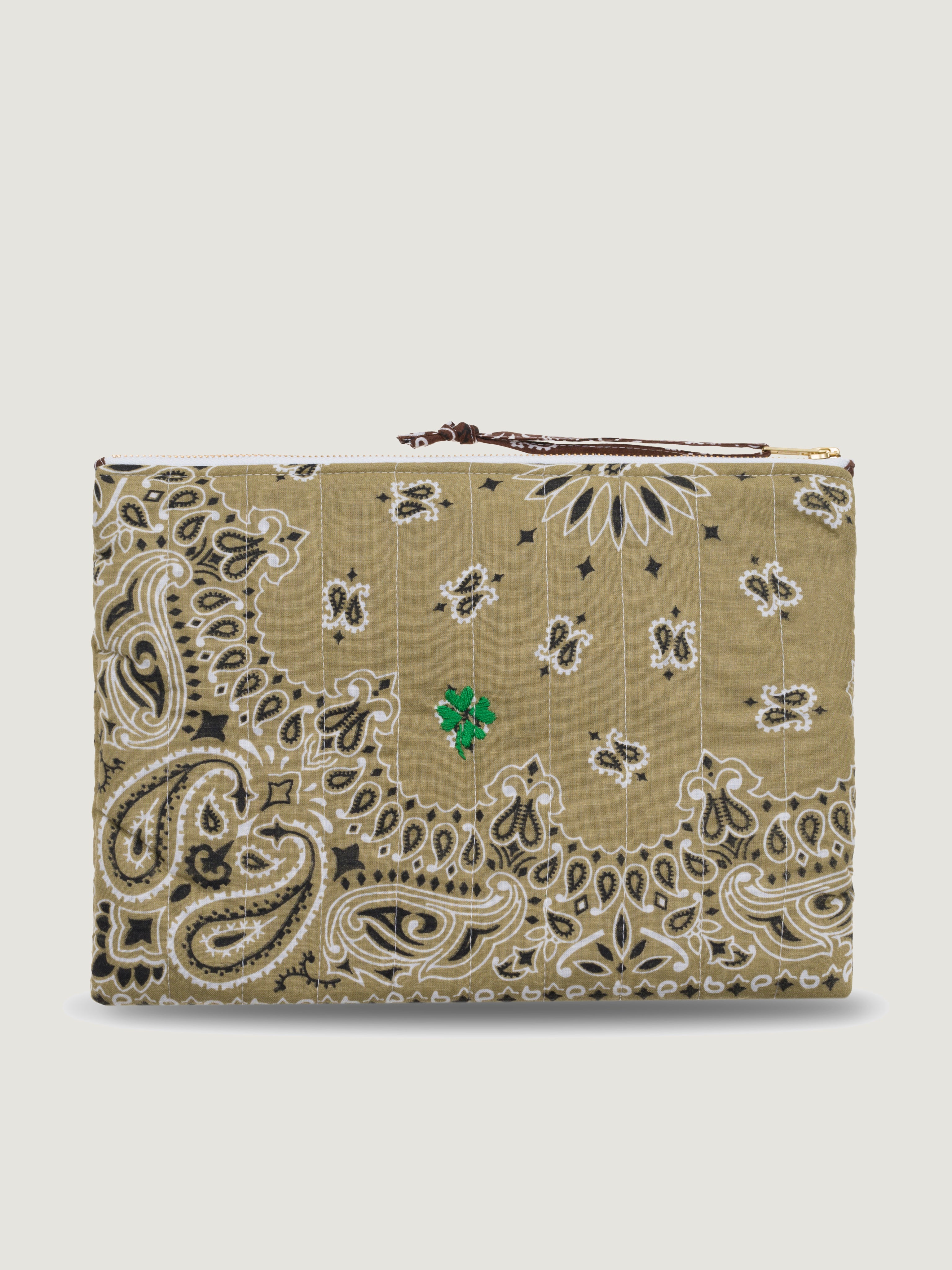 Pochette Zippée Matelassée - TRÈFLE - Beige / Marron