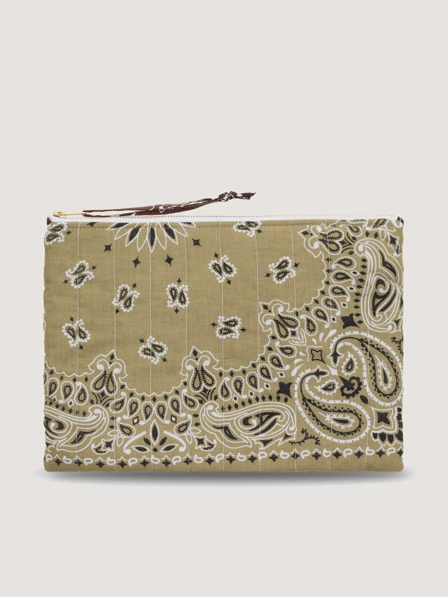Pochette Zippée Matelassée - TRÈFLE - Beige / Marron