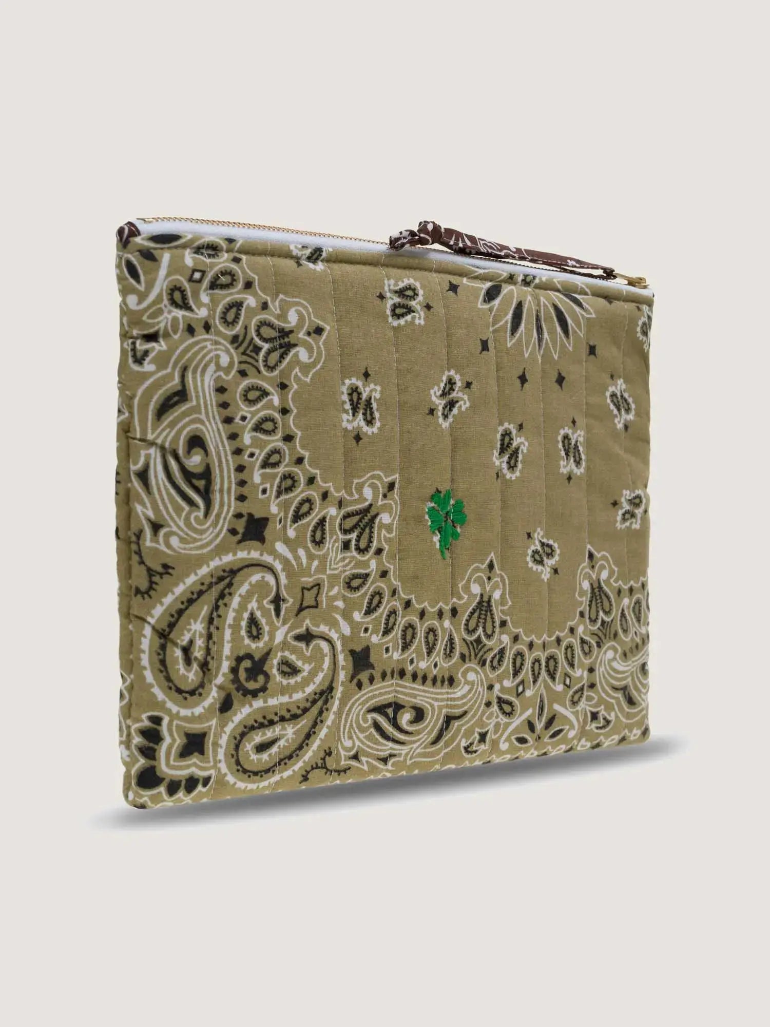 Pochette Zippée Matelassée - TRÈFLE - Beige / Marron