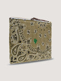 Zipped Quilted Pouch - CLOVER - Beige / Brown