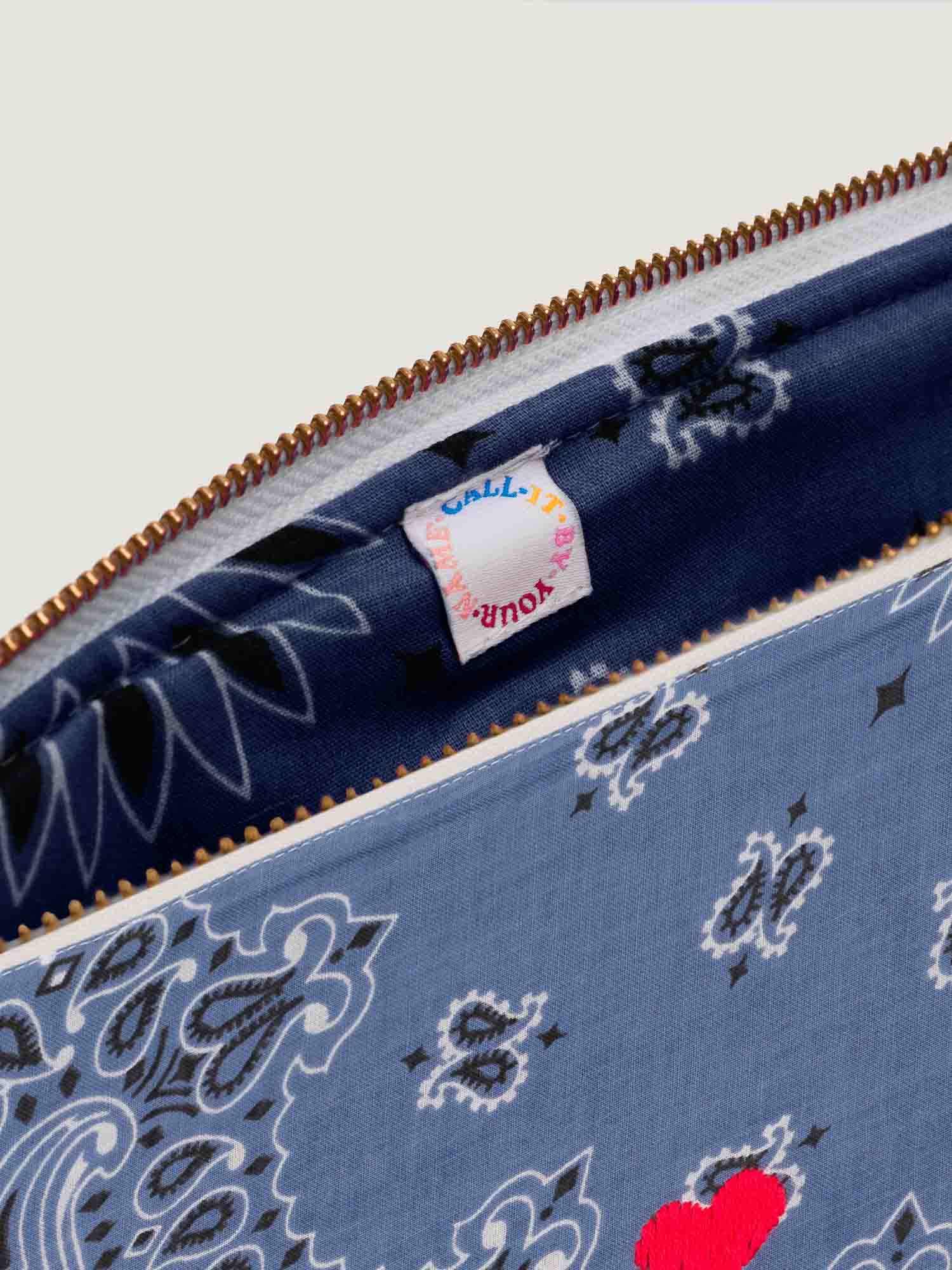 Pochette Zippée - COEUR - Chambray / Navy
