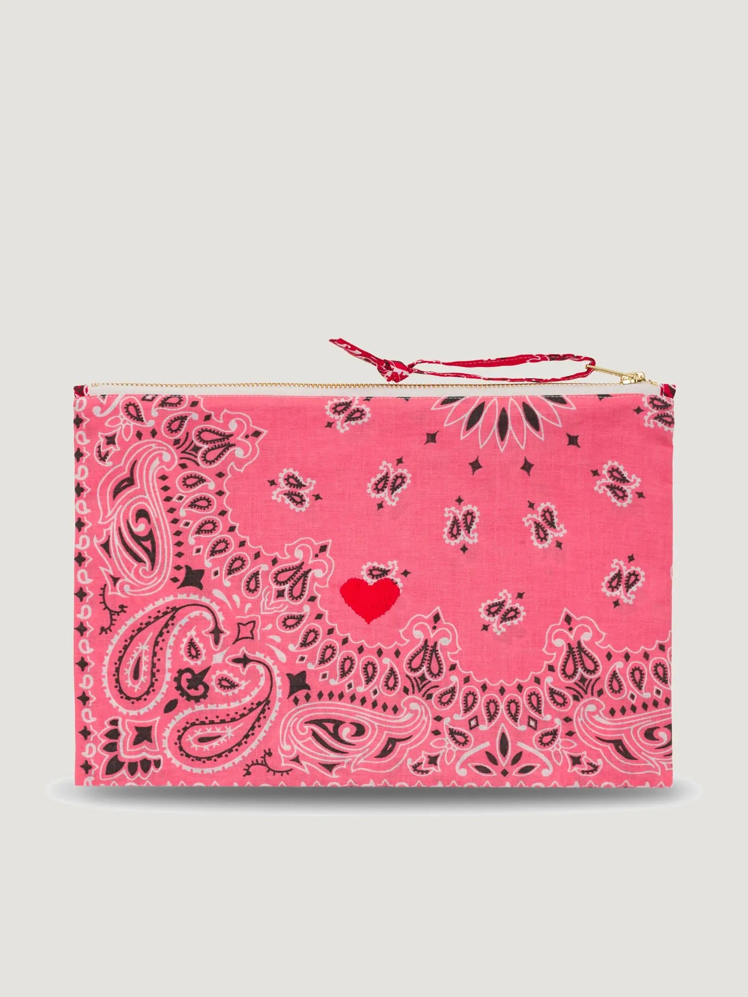Pochette Zippée - COEUR - Strawberry Pink / Real Red