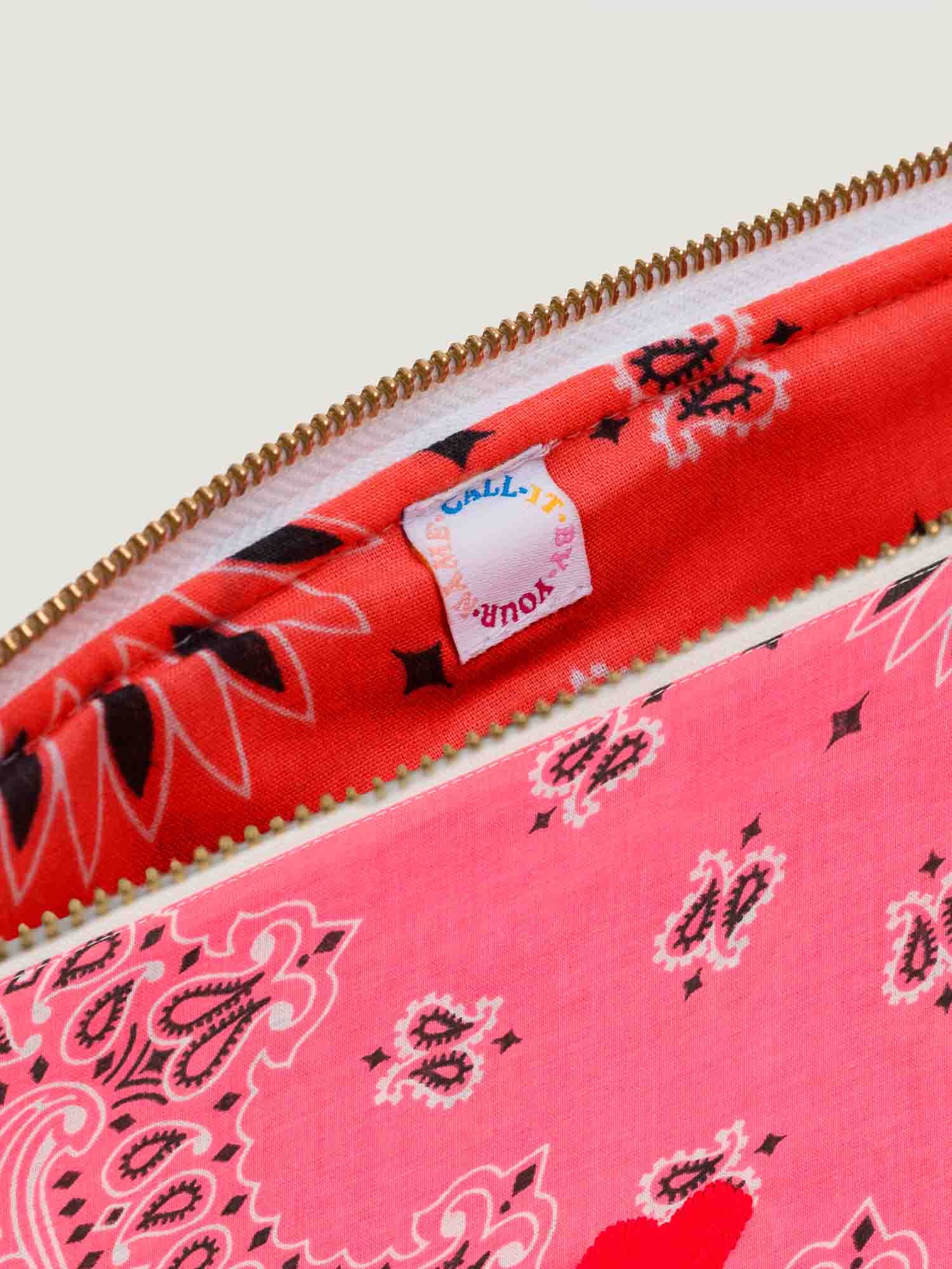 Pochette Zippée - COEUR - Strawberry Pink / Real Red