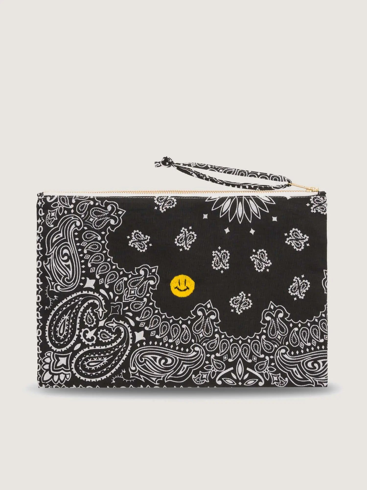 Pochette Zippée - HAPPY FACE - All Black