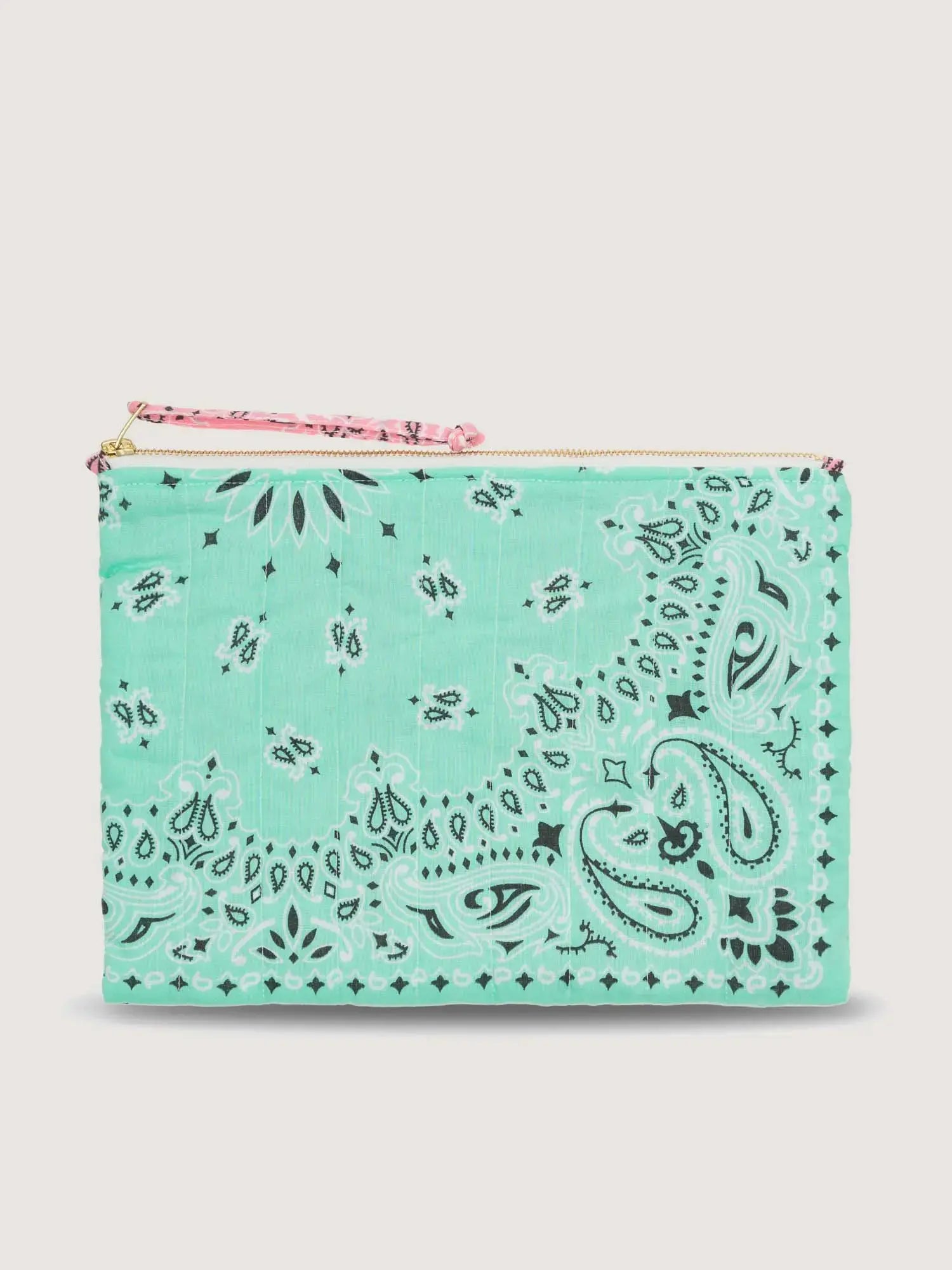 Zipped Quilted Pouch - PATCHWORK - Mint / Colorblock