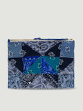 Zipped Quilted Pouch - PATCHWORK - Navy / Colorblock