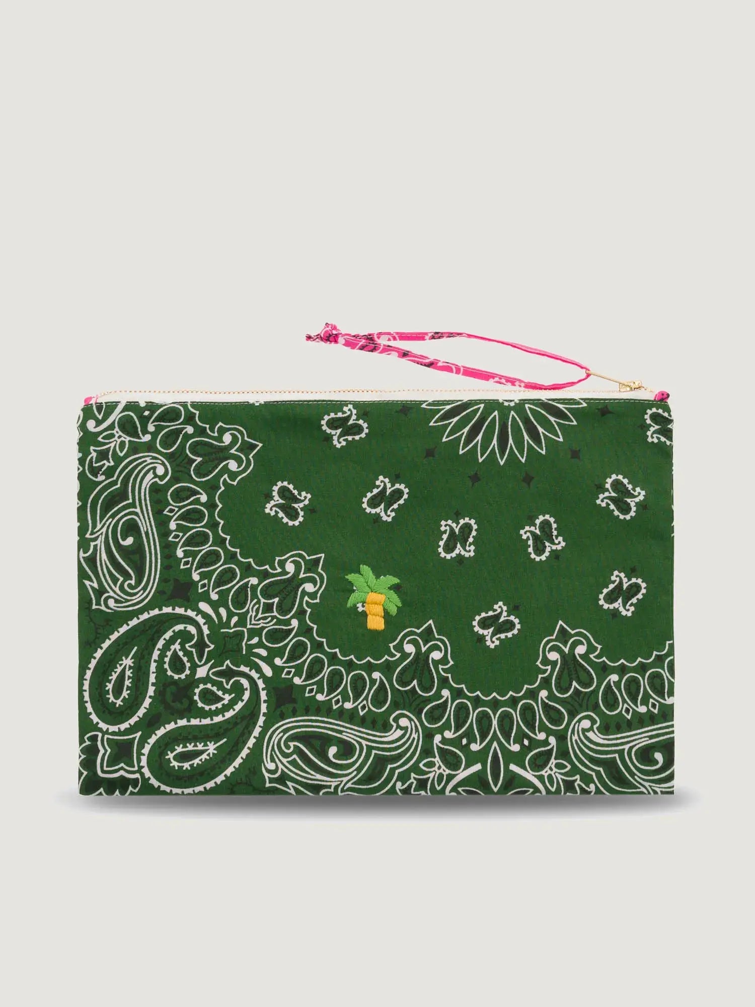 Pochette Zippée - PALMIER - Vert Weekend / Fuchsia