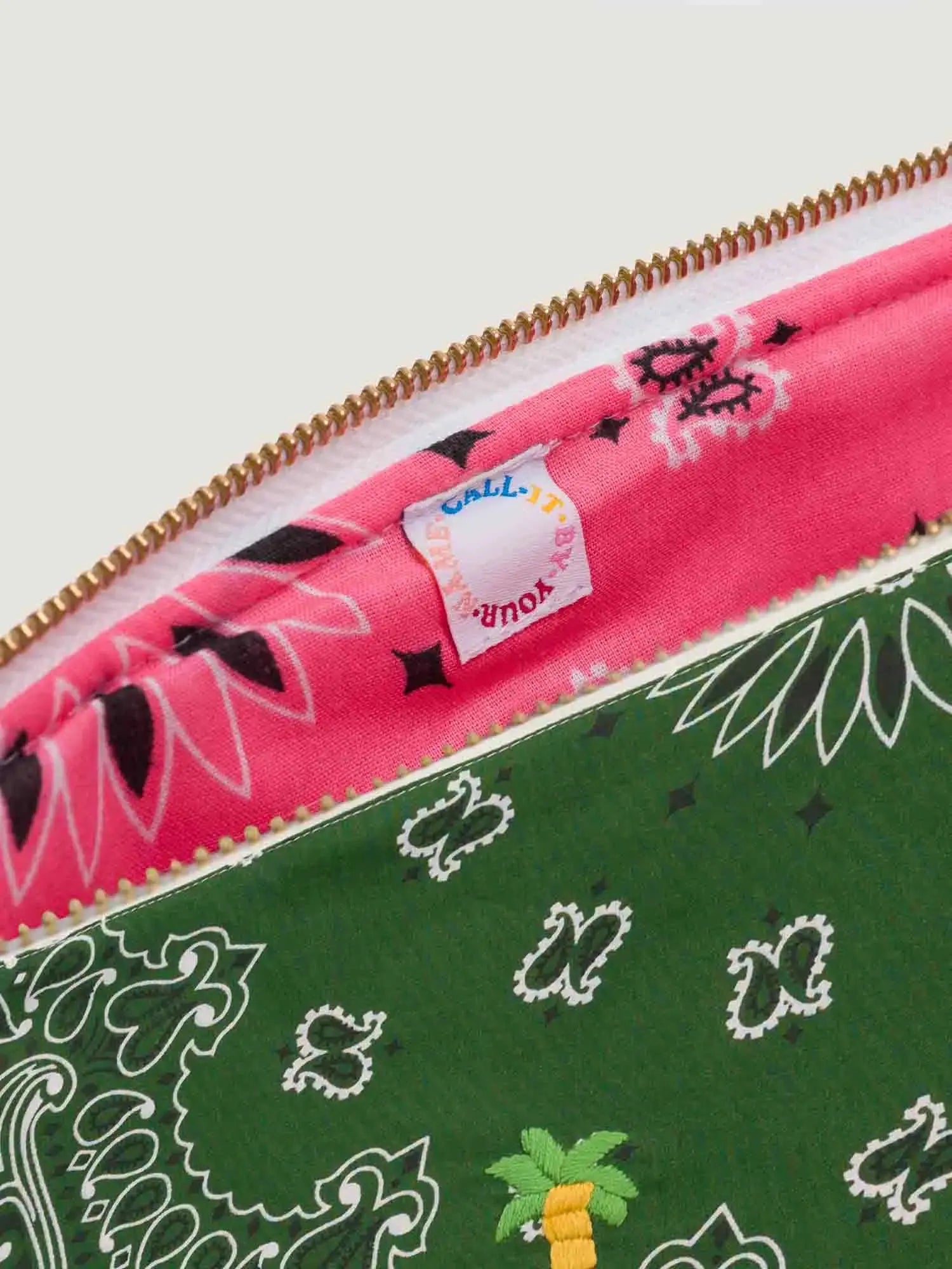 Pochette Zippée - PALMIER - Vert Weekend / Fuchsia