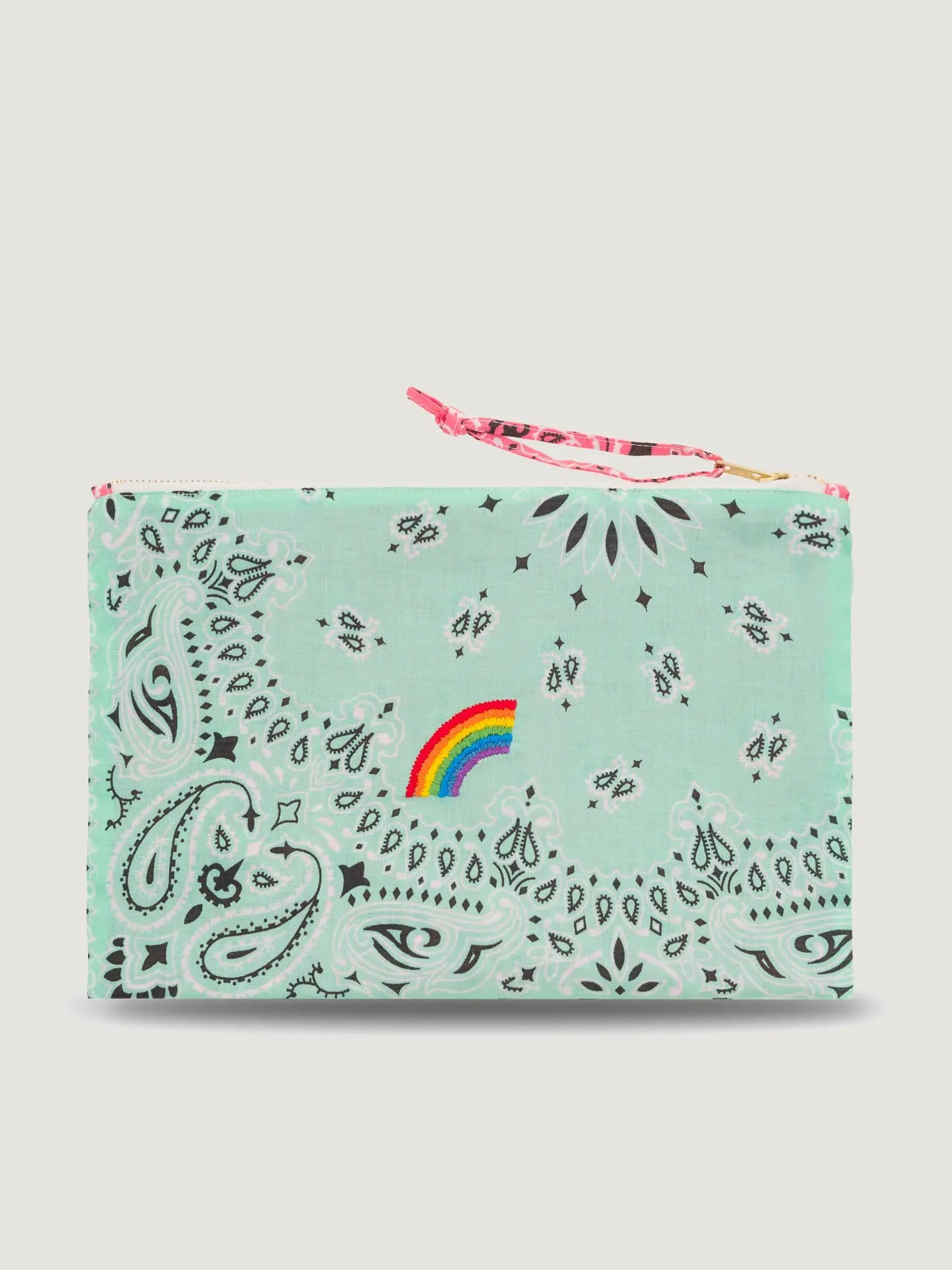 Pochette Zippée - RAINBOW - Mint / Strawberry Pink