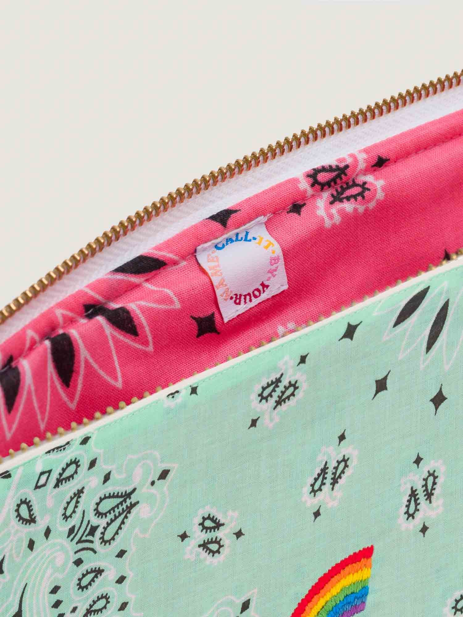 Pochette Zippée - RAINBOW - Mint / Strawberry Pink