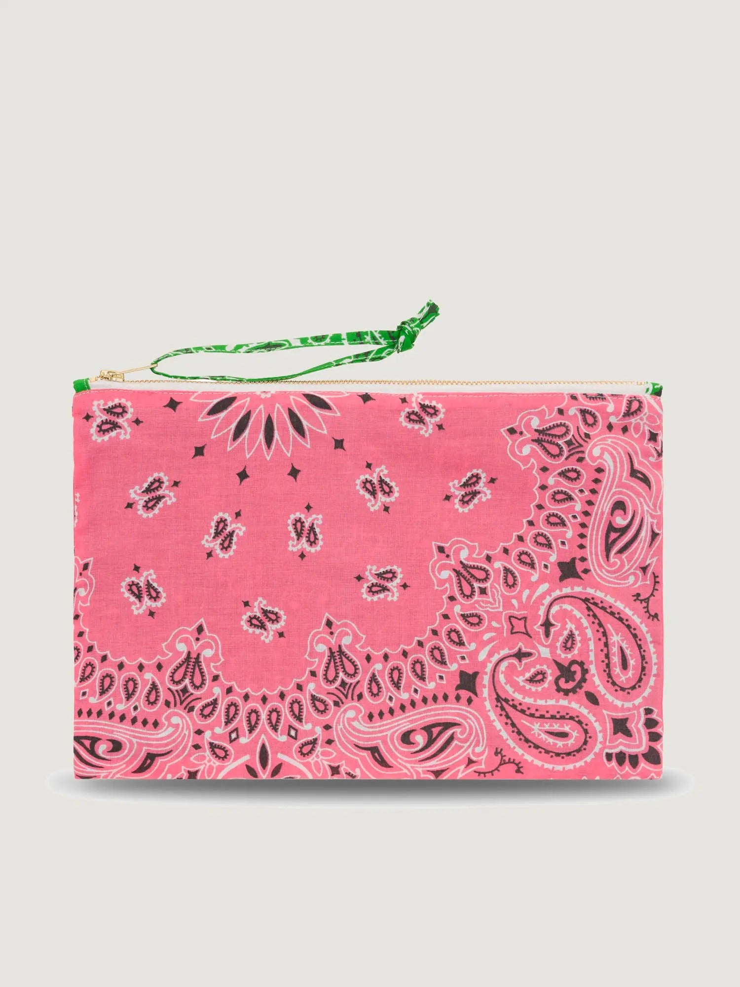 Pochette Zippée - RAINBOW - Strawberry Pink / Vert Gazon