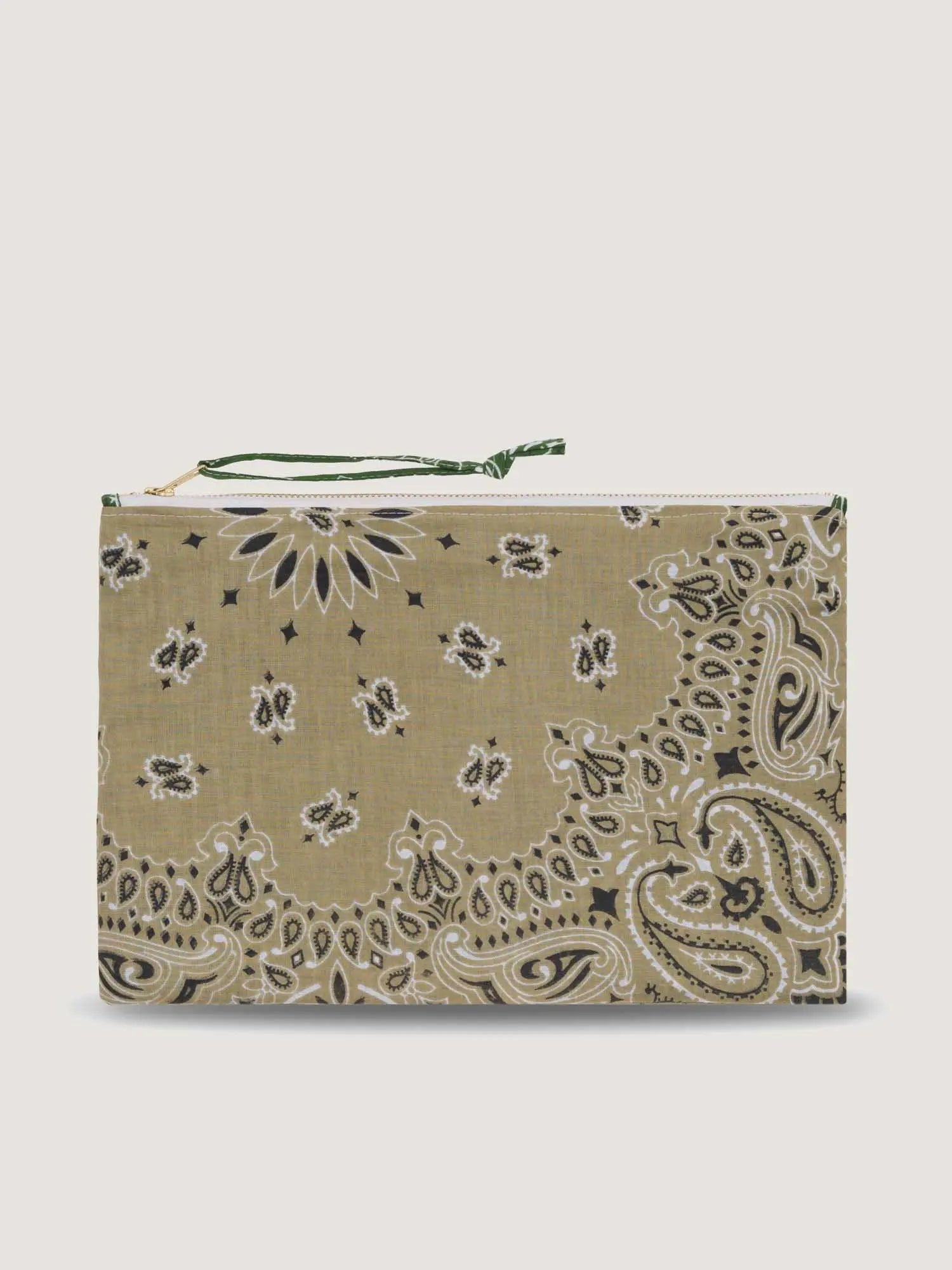 Pochette Zippée - TRÈFLE - Beige / Vert Week-end