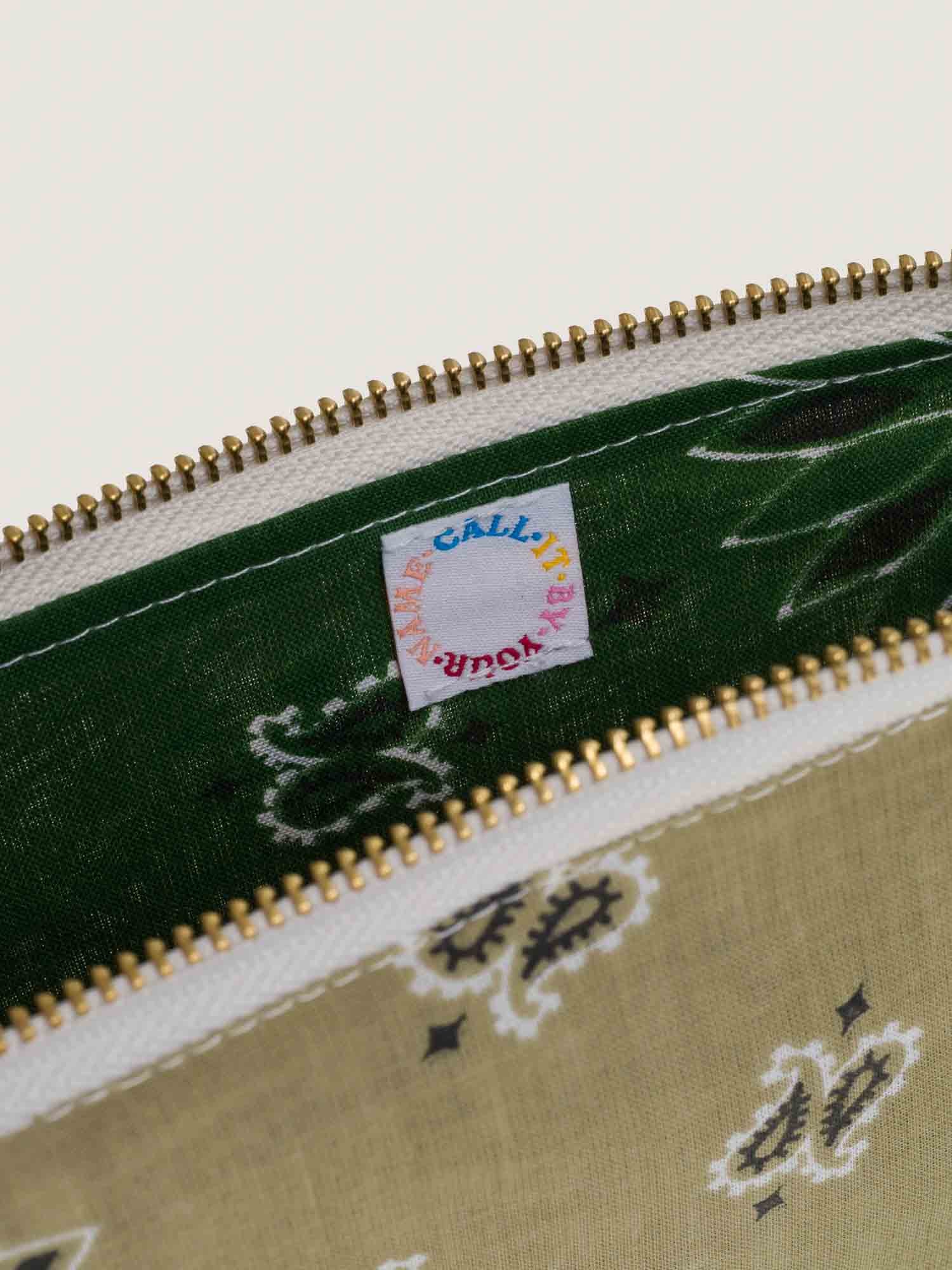Pochette Zippée - TRÈFLE - Beige / Vert Week-end