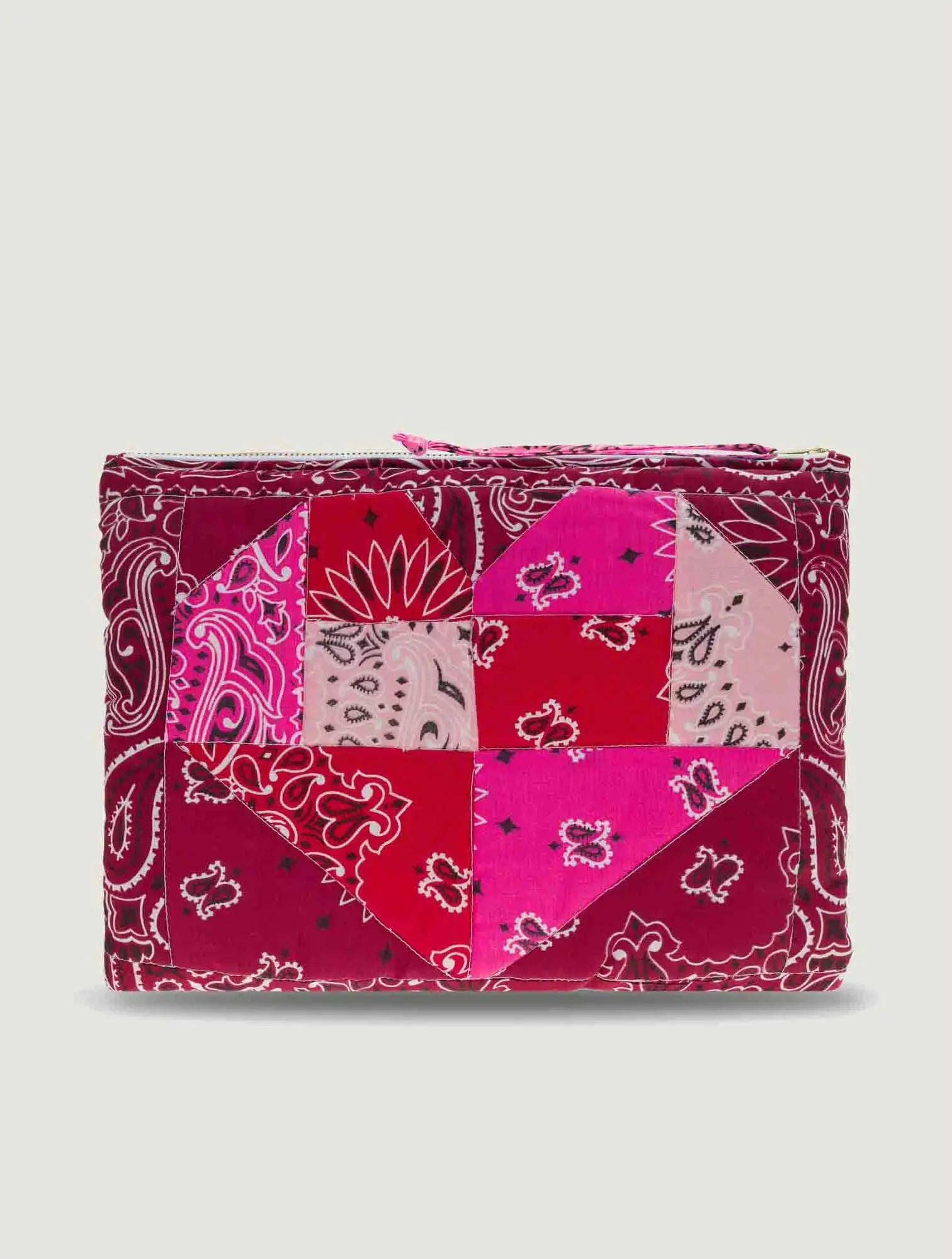 Patchwork Pouch - HEART - Burgundy / Fuchsia
