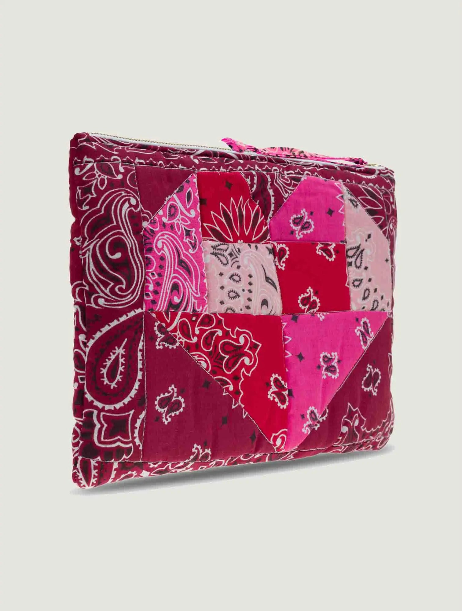 Patchwork Pouch - HEART - Burgundy / Fuchsia