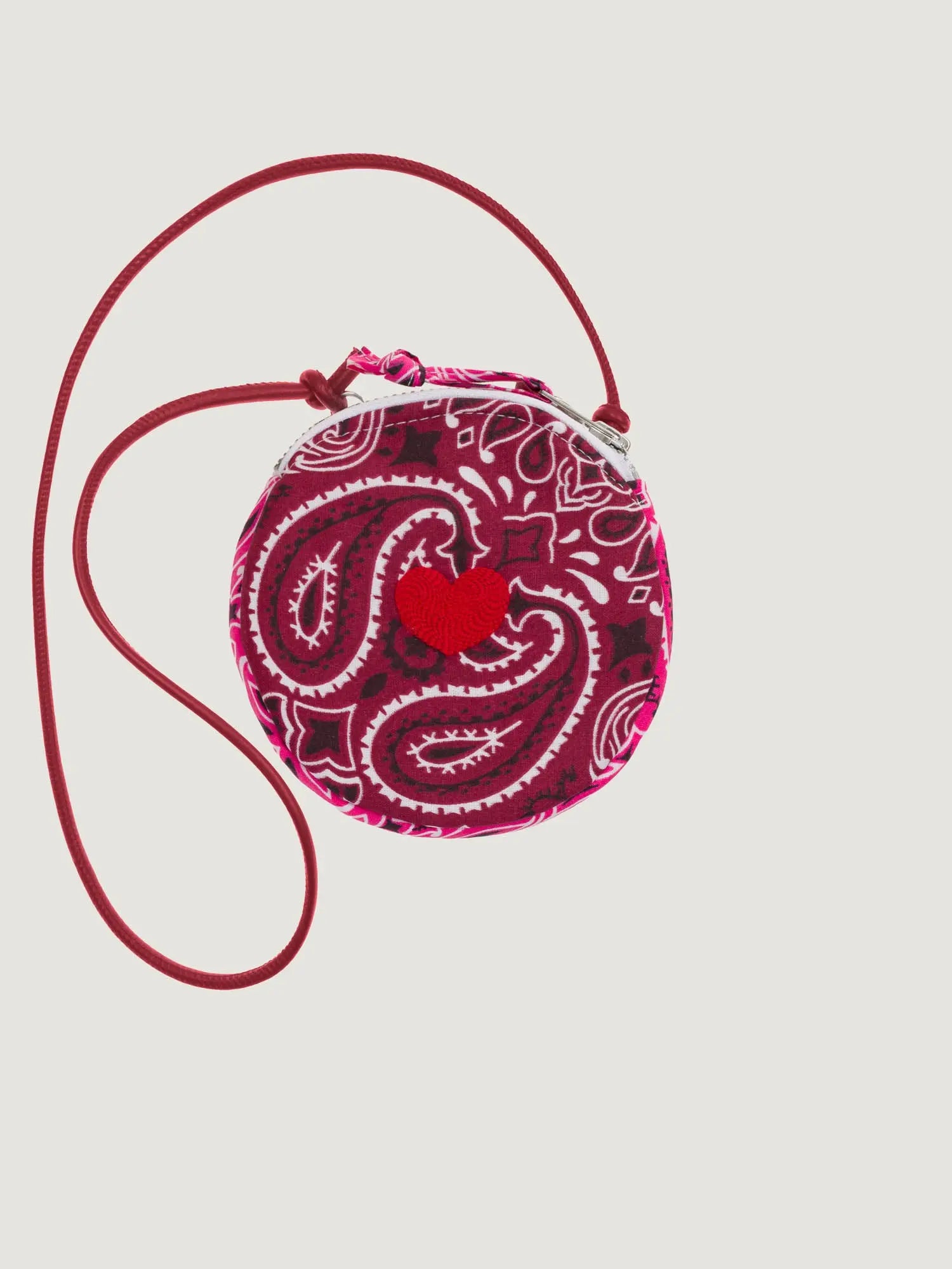 Embroidered Purse - HEART - Burgundy / Fuchsia