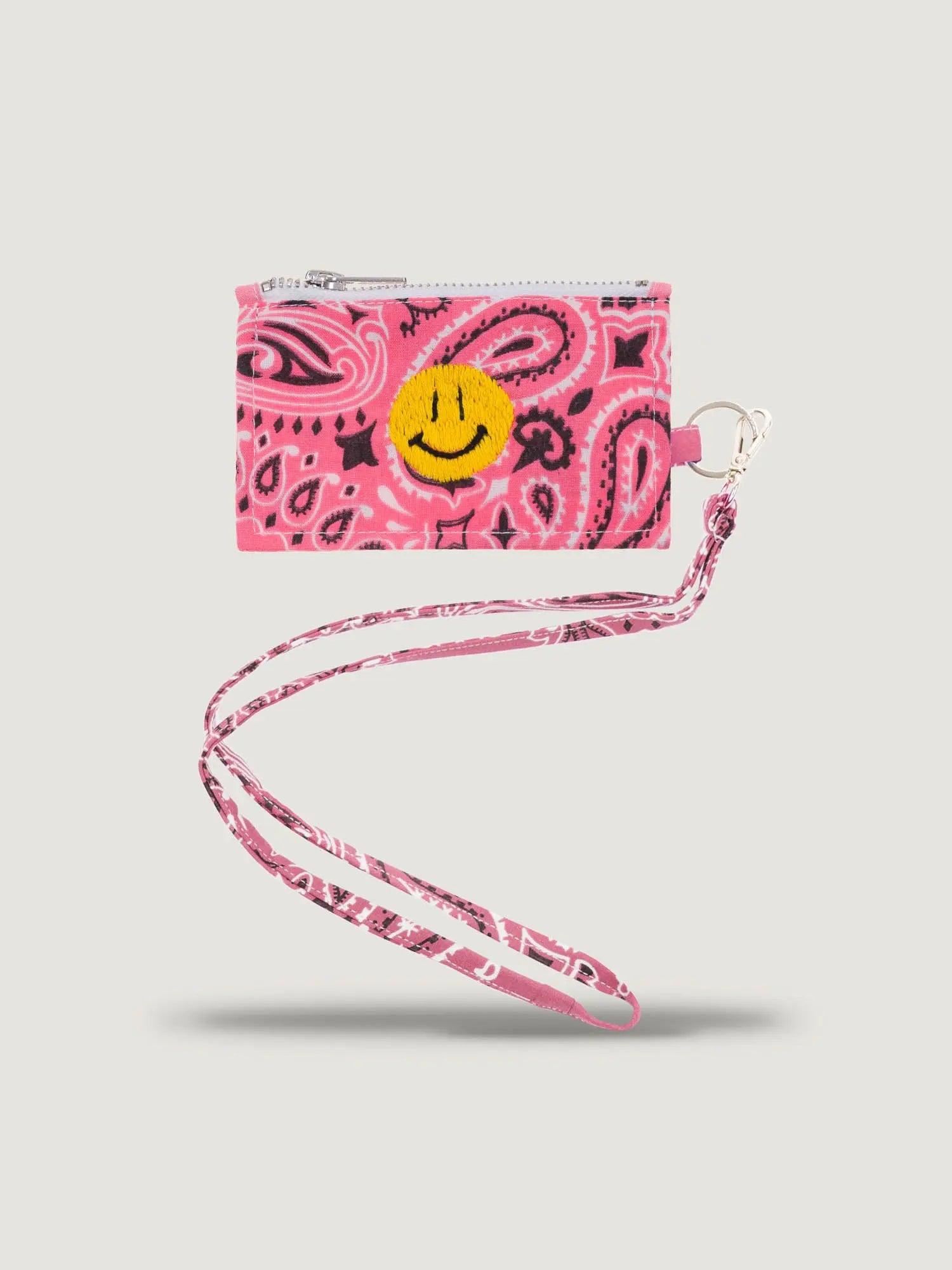 Porte-carte - HAPPY FACE - Strawberry Pink / Pale Pink