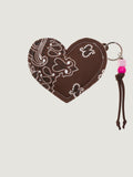 Key Ring - HEART - Beige / Brown