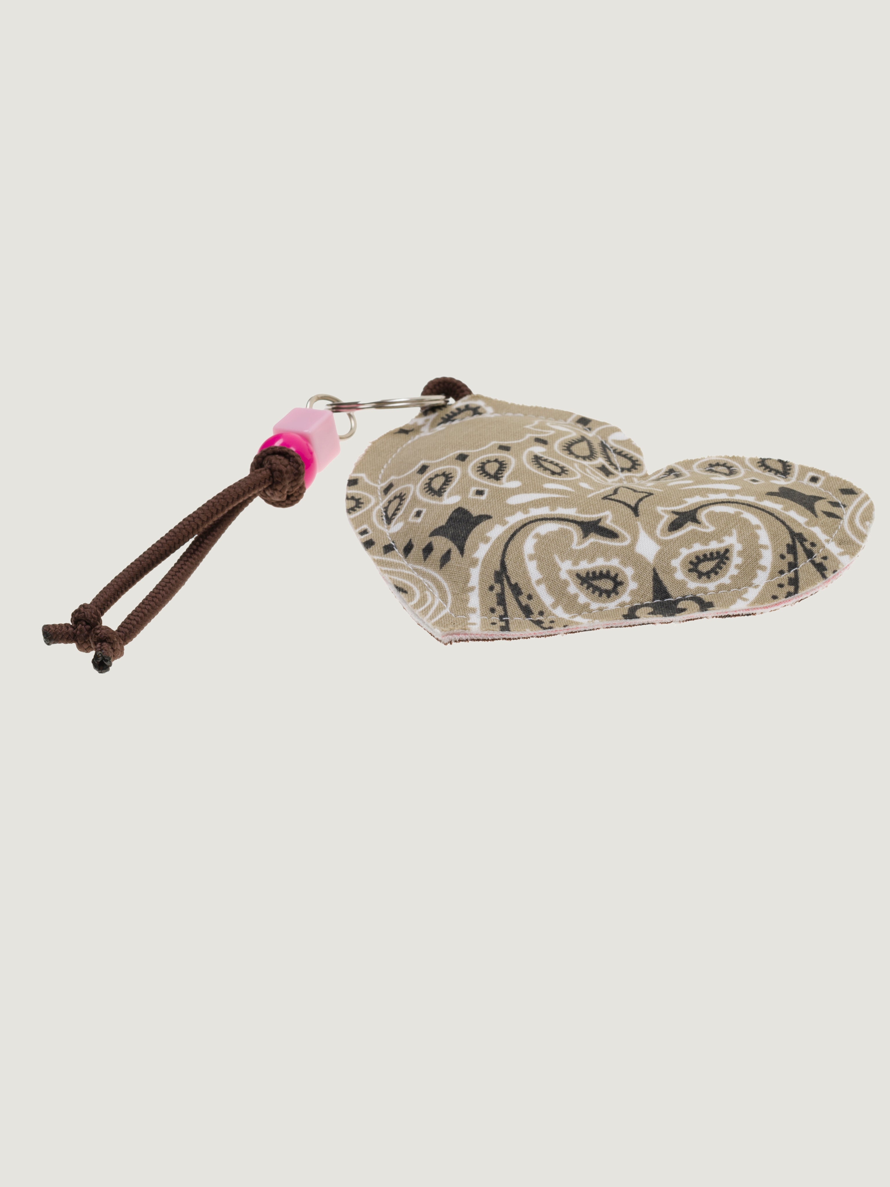 Key Ring - HEART - Beige / Brown
