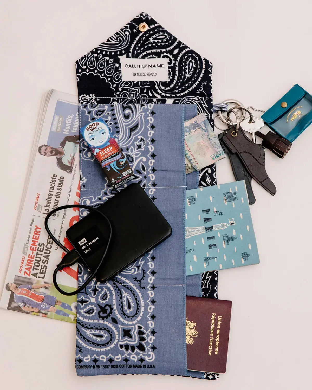 PASSPORT HOLDER - NAVY / CHAMBRAY