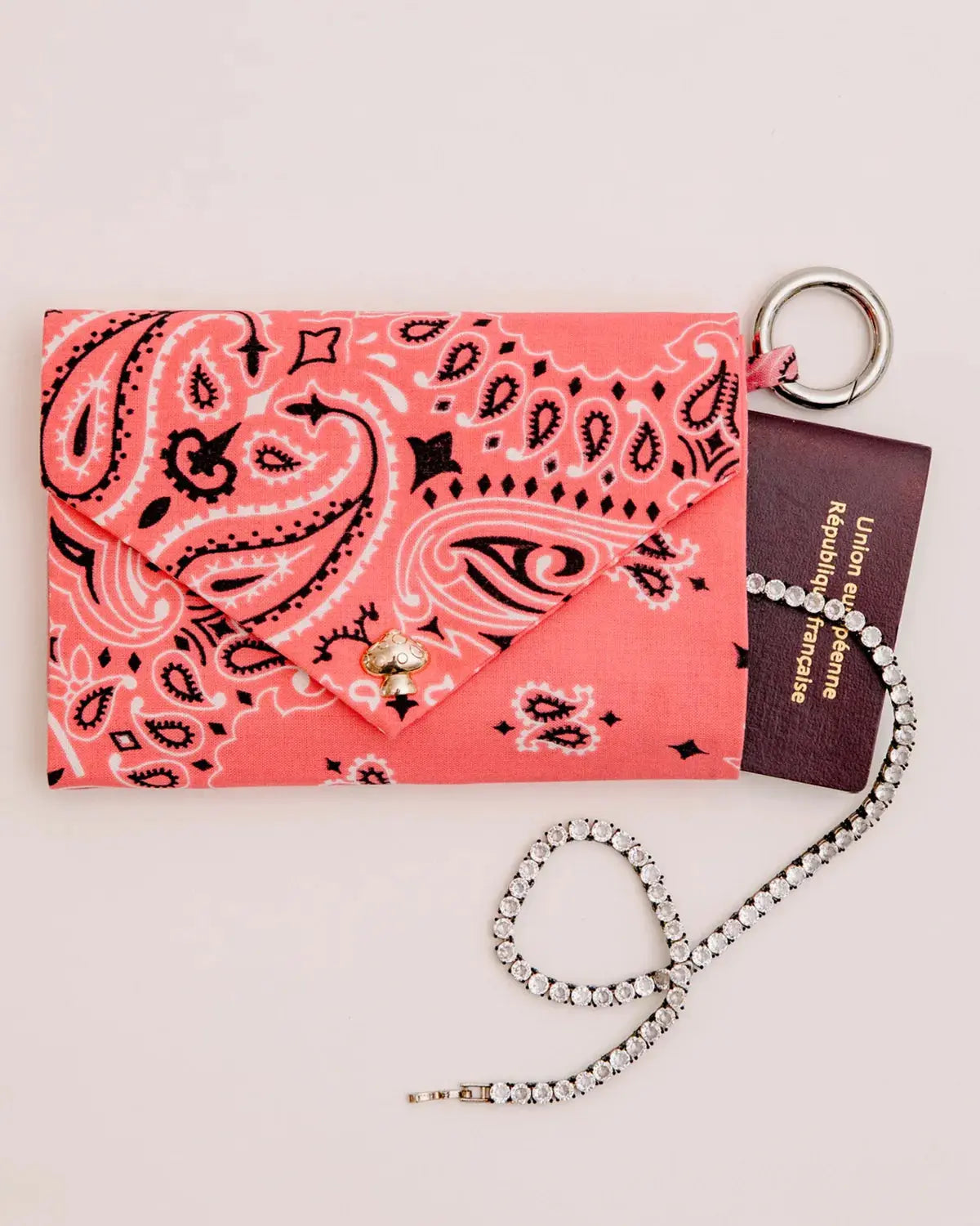 PASSPORT HOLDER - STRAWBERRY PINK / PALE PINK
