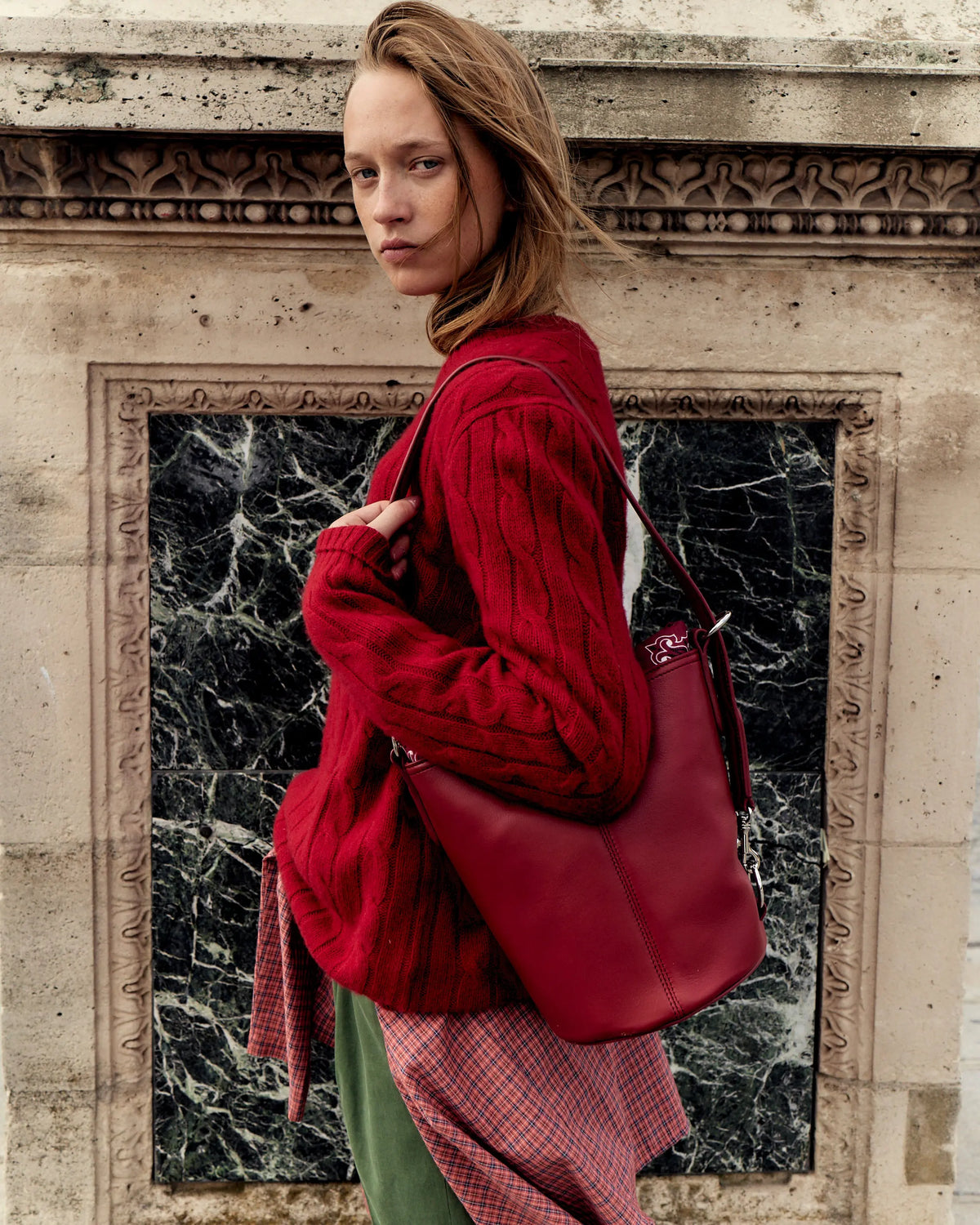 Sac moyen Peekaboo cuir - All Cherry